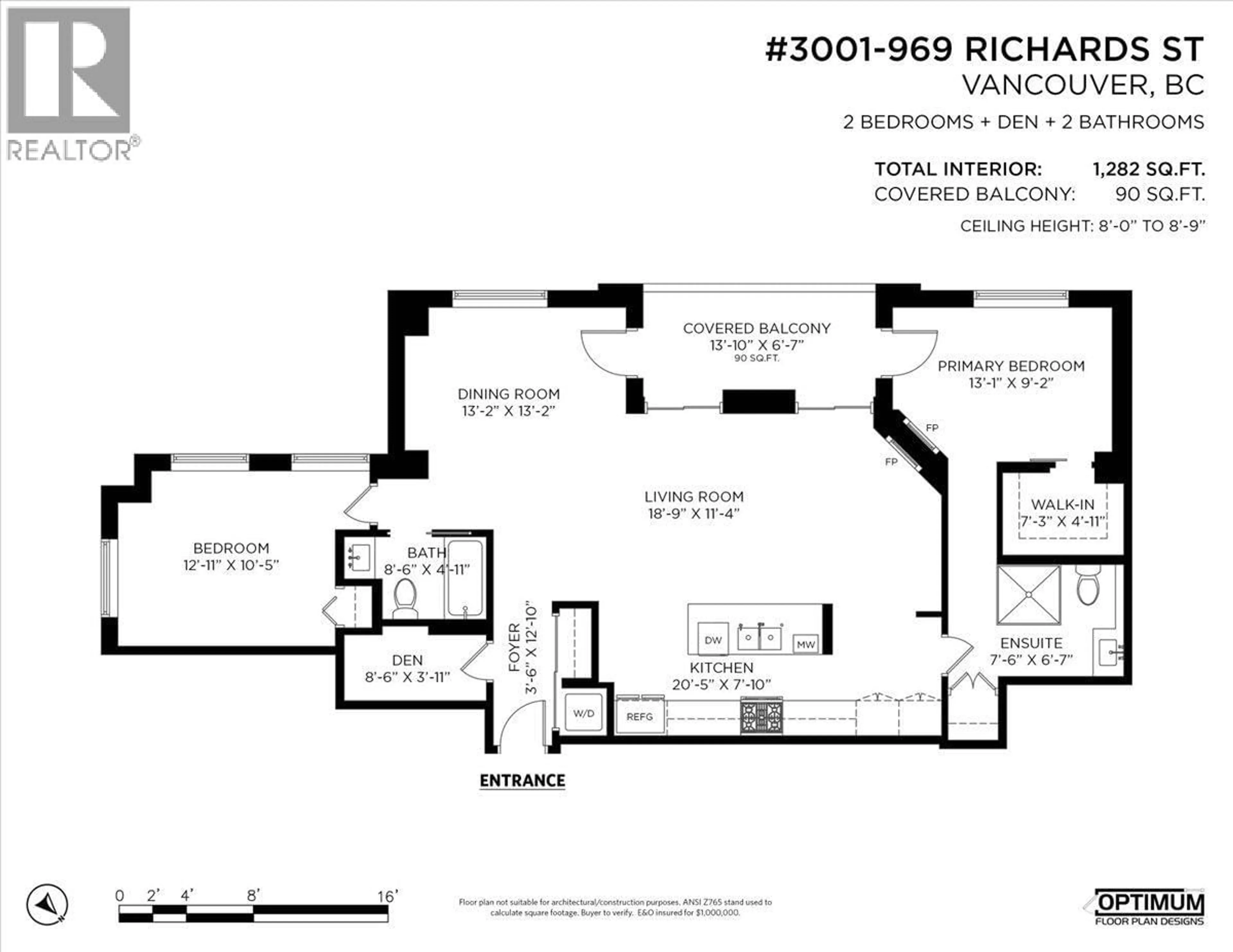 Floor plan for 3001 - 969 RICHARDS STREET, Vancouver British Columbia V6B1A8