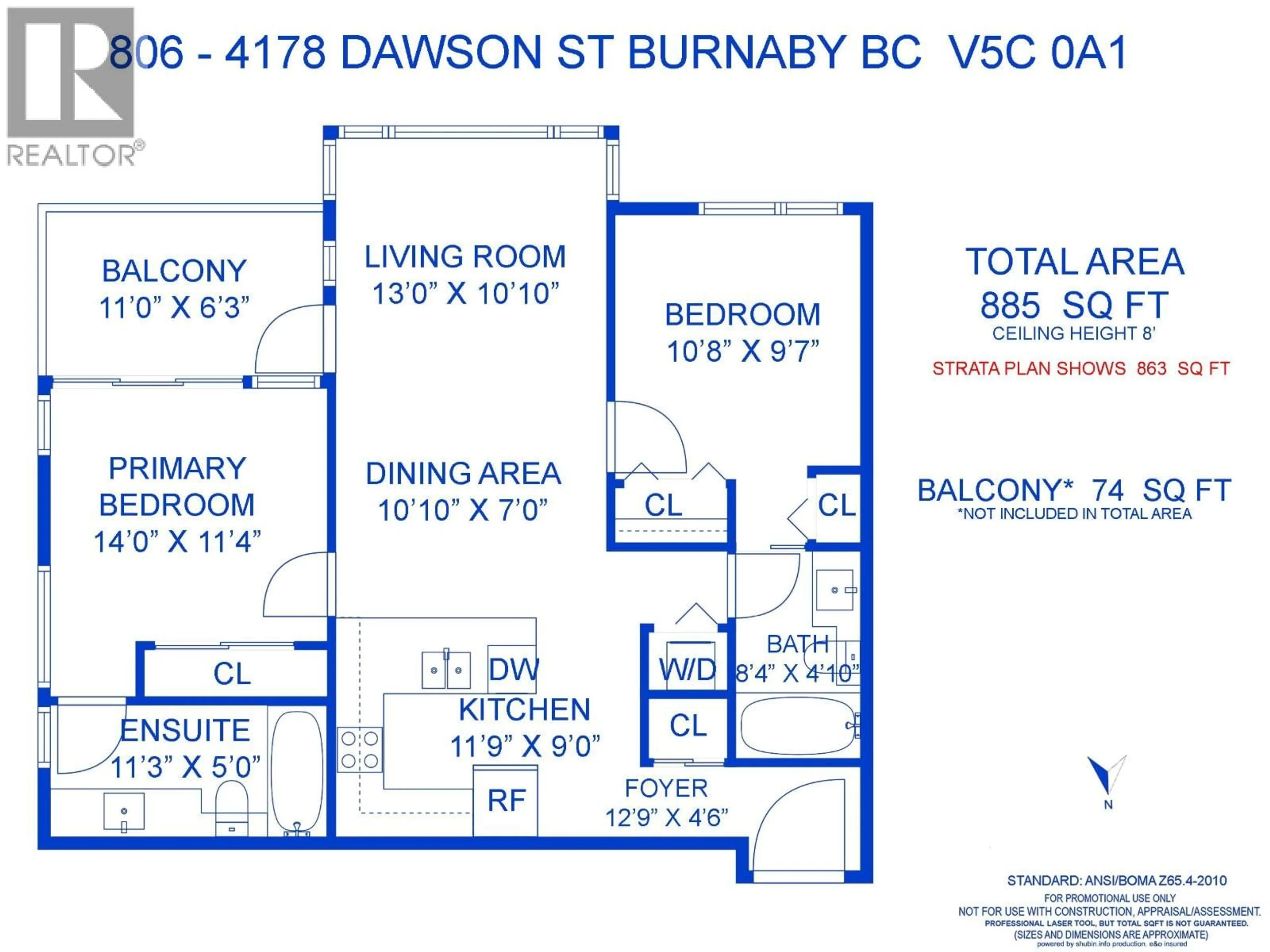 Floor plan for 806 - 4178 DAWSON STREET, Burnaby British Columbia V5C0A1
