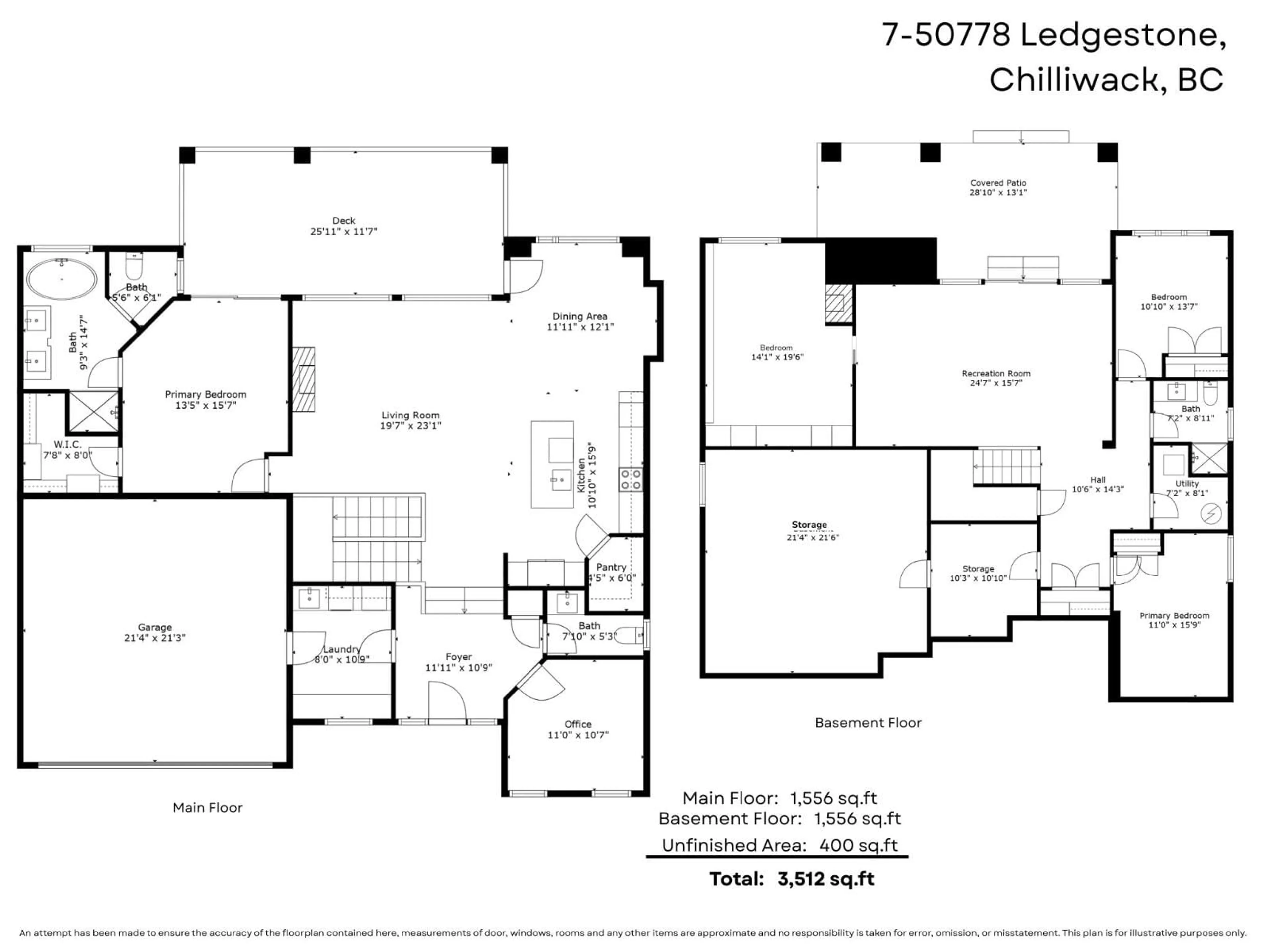 Floor plan for 7 - 50778 LEDGESTONE PLACE, Chilliwack British Columbia V2P0E7