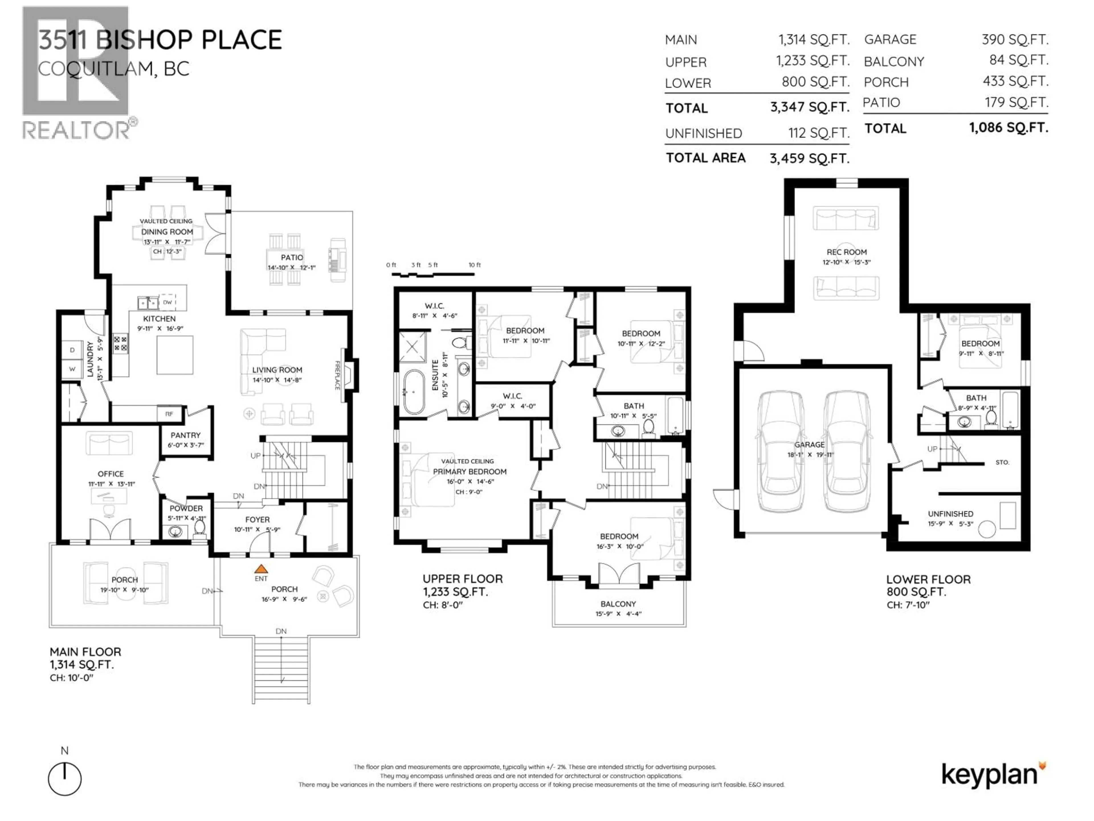 Floor plan for 3511 BISHOP PLACE, Coquitlam British Columbia V3E0K2