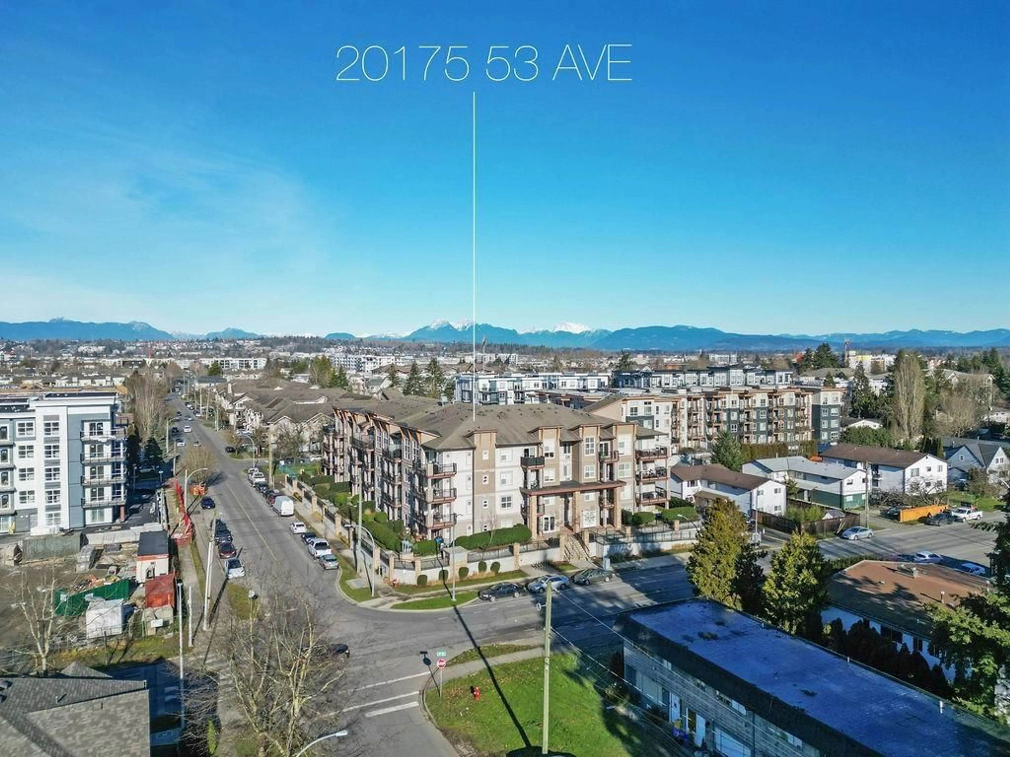 A pic from outside/outdoor area/front of a property/back of a property/a pic from drone, water/lake/river/ocean view for 407 - 20175 53, Langley British Columbia V3A0J8