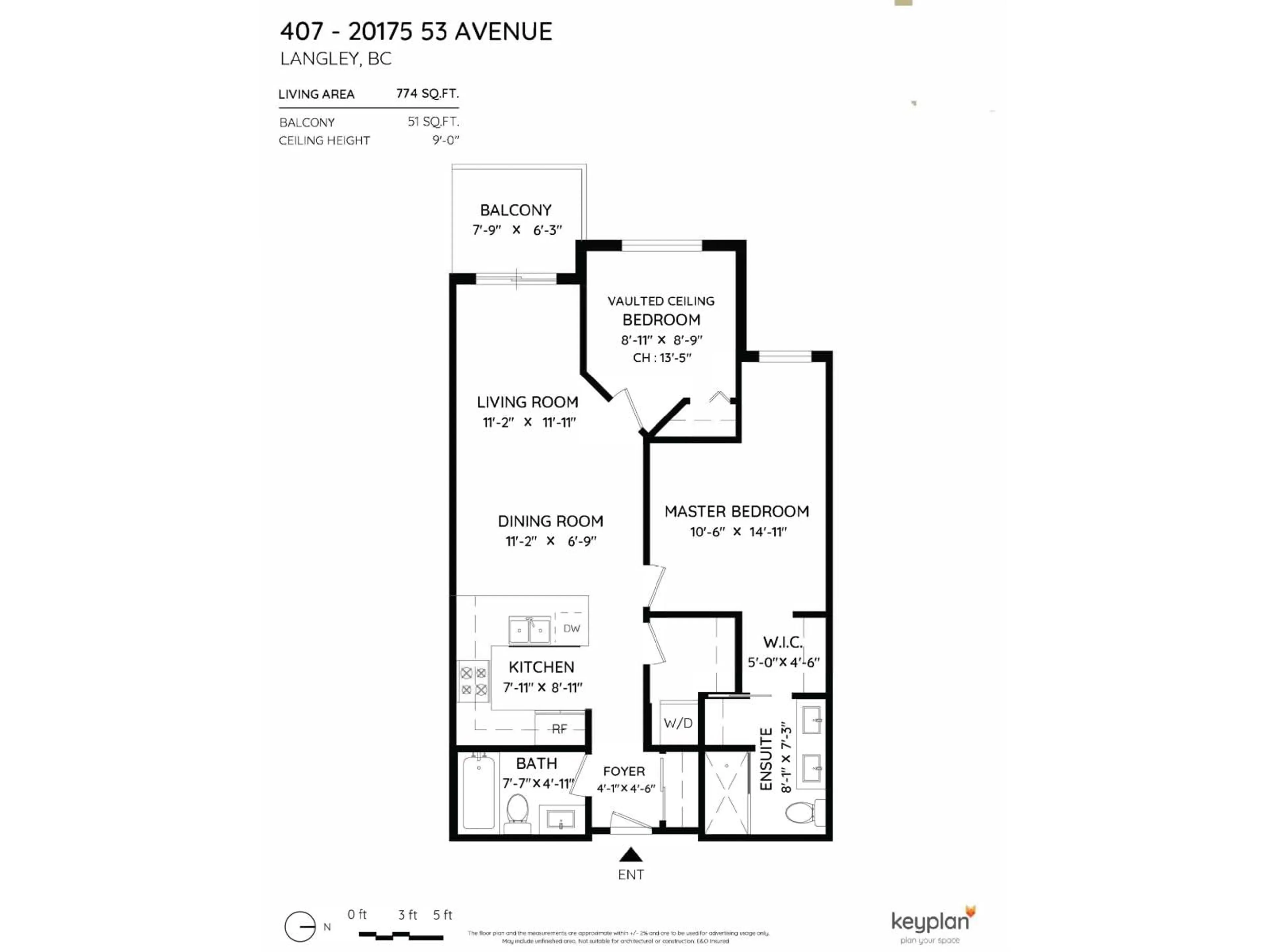 Floor plan for 407 - 20175 53, Langley British Columbia V3A0J8