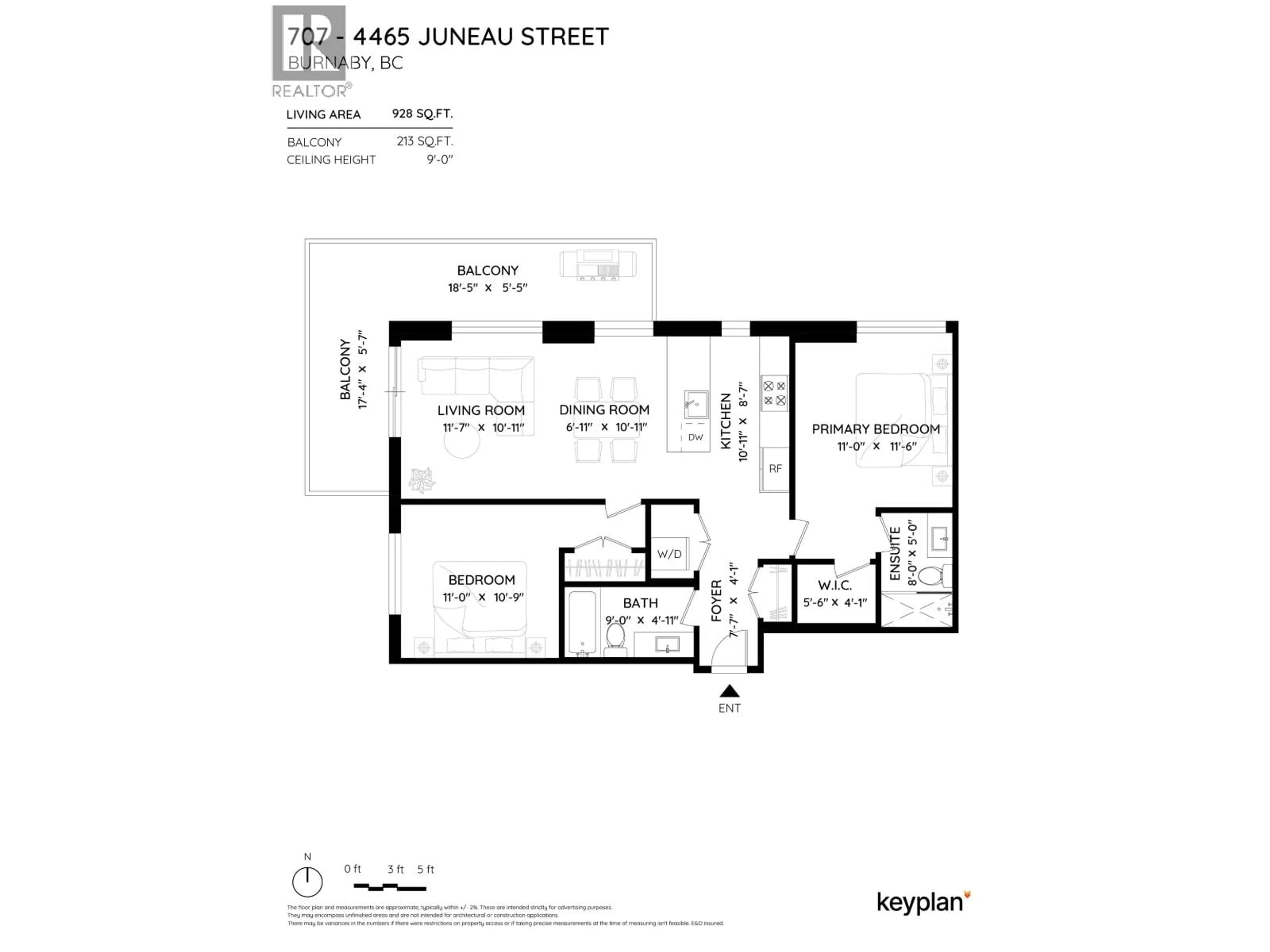 Floor plan for 707 - 4465 JUNEAU STREET, Burnaby British Columbia V5C0L8