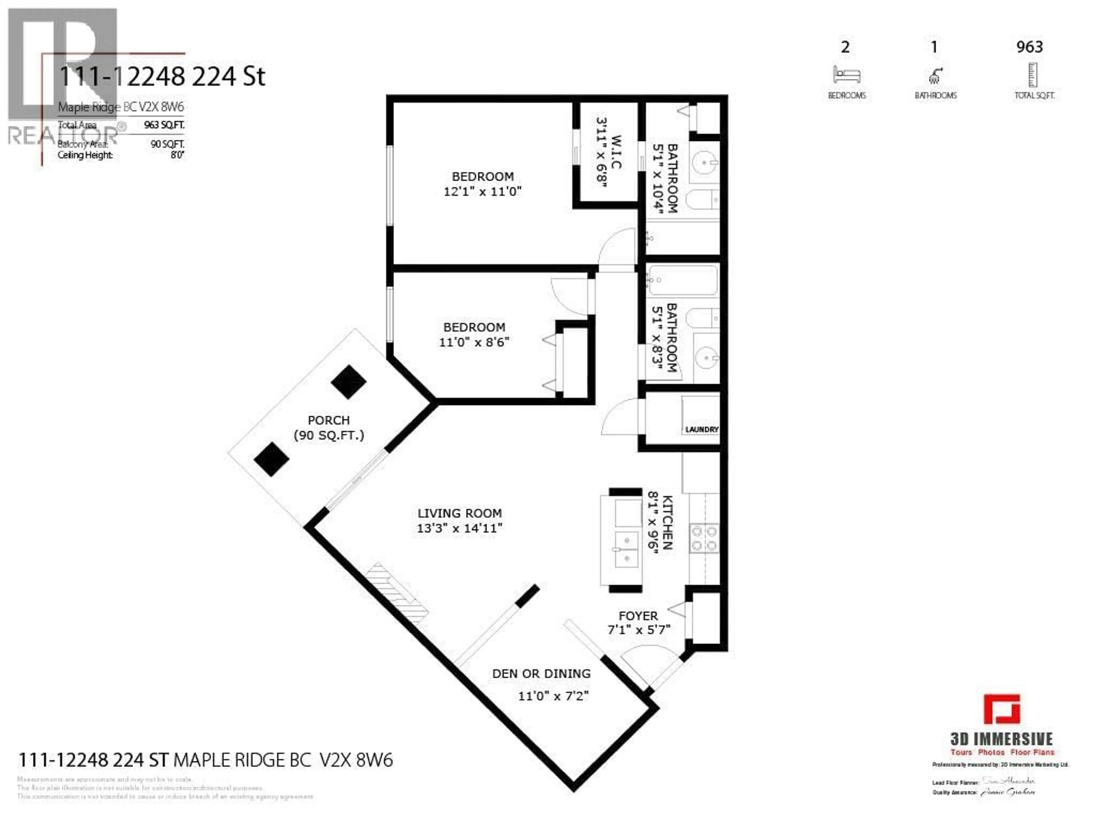Floor plan for 111 - 12248 224 STREET, Maple Ridge British Columbia V2X8W6