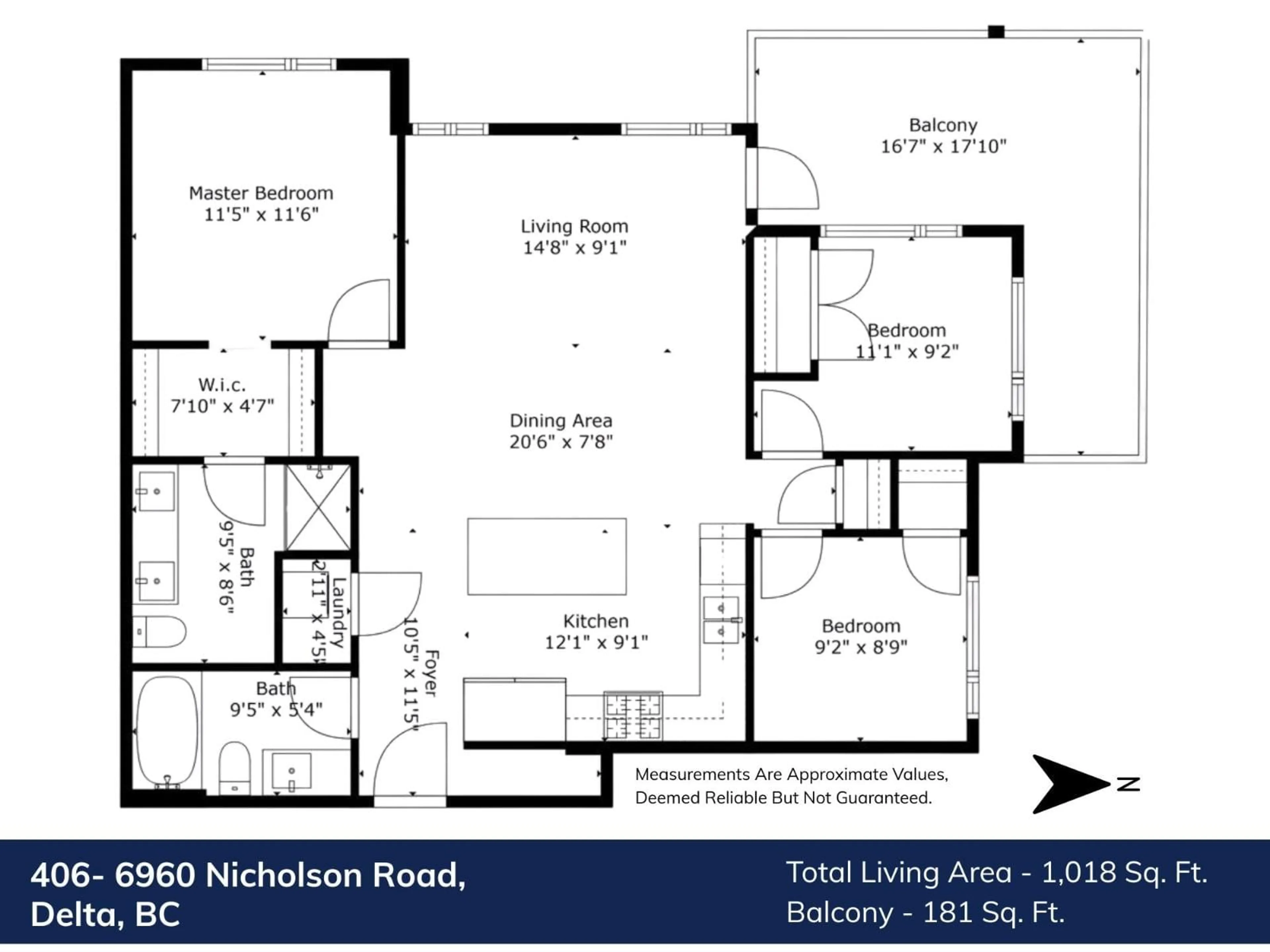 Floor plan for 406 - 6960 NICHOLSON, Delta British Columbia V4E0A9
