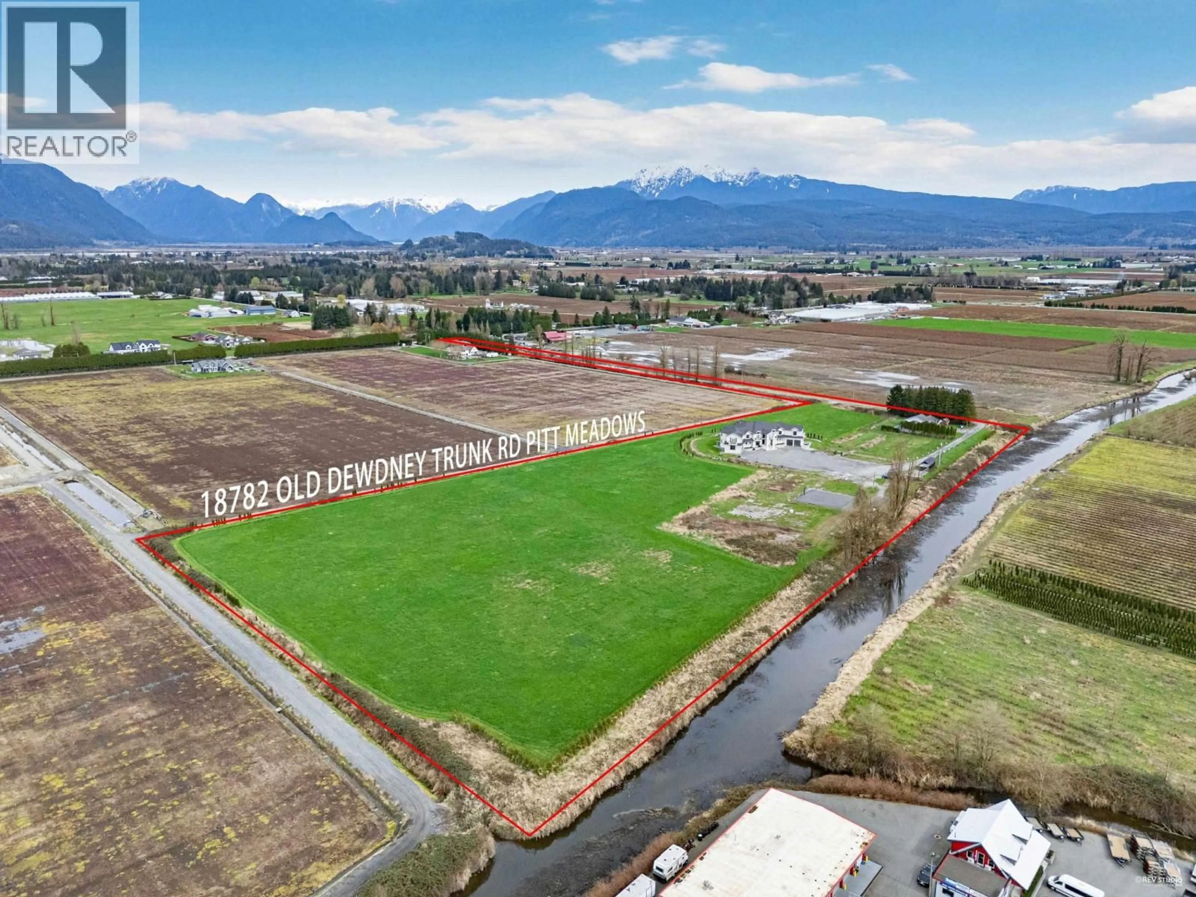 A pic from outside/outdoor area/front of a property/back of a property/a pic from drone, water/lake/river/ocean view for 18782 OLD DEWDNEY TRUNK ROAD, Pitt Meadows British Columbia V3Y2R9