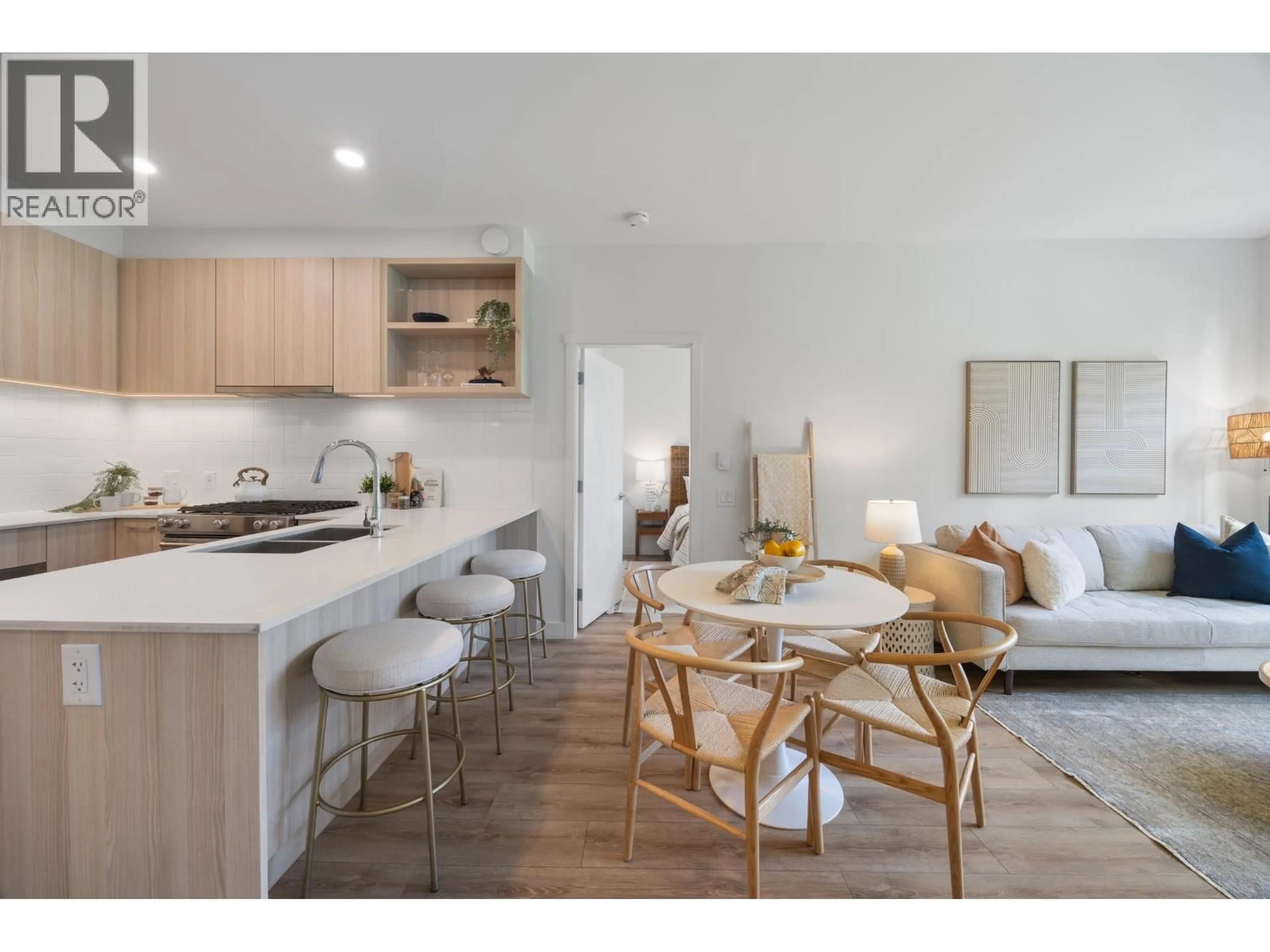 Open concept kitchen, wood/laminate floor for 222 - 735 ANSKAR COURT, Coquitlam British Columbia V3J0L7