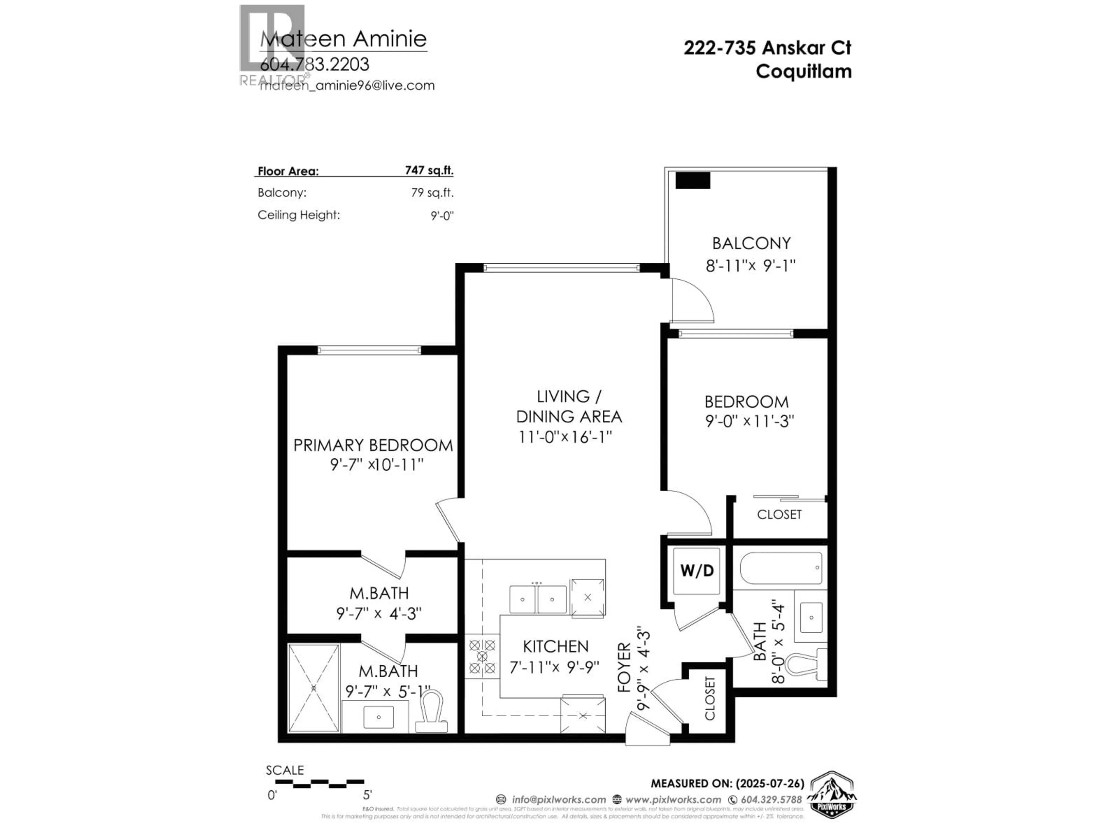 Floor plan for 222 - 735 ANSKAR COURT, Coquitlam British Columbia V3J0L7