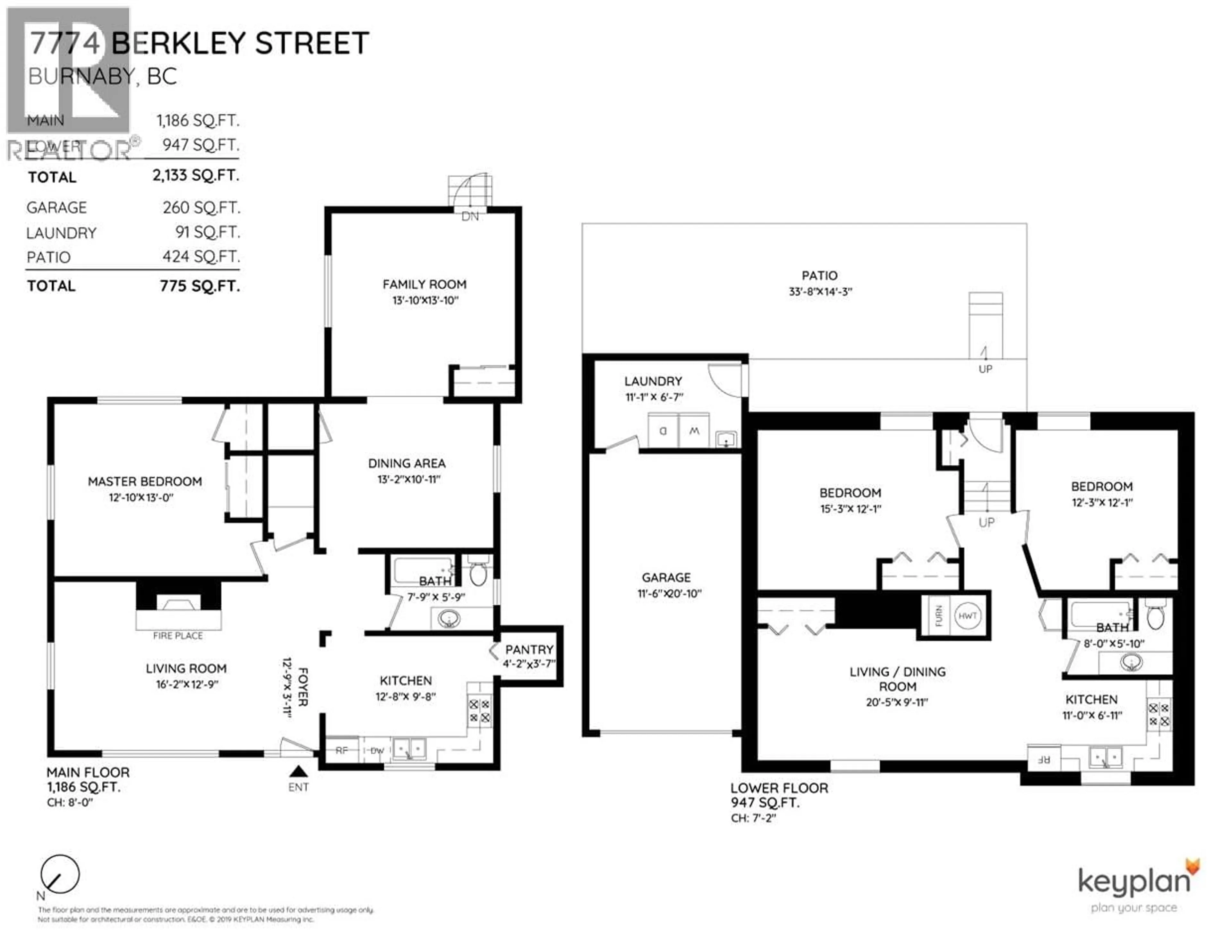 Floor plan for 7774 BERKLEY STREET, Burnaby British Columbia V5E2J7