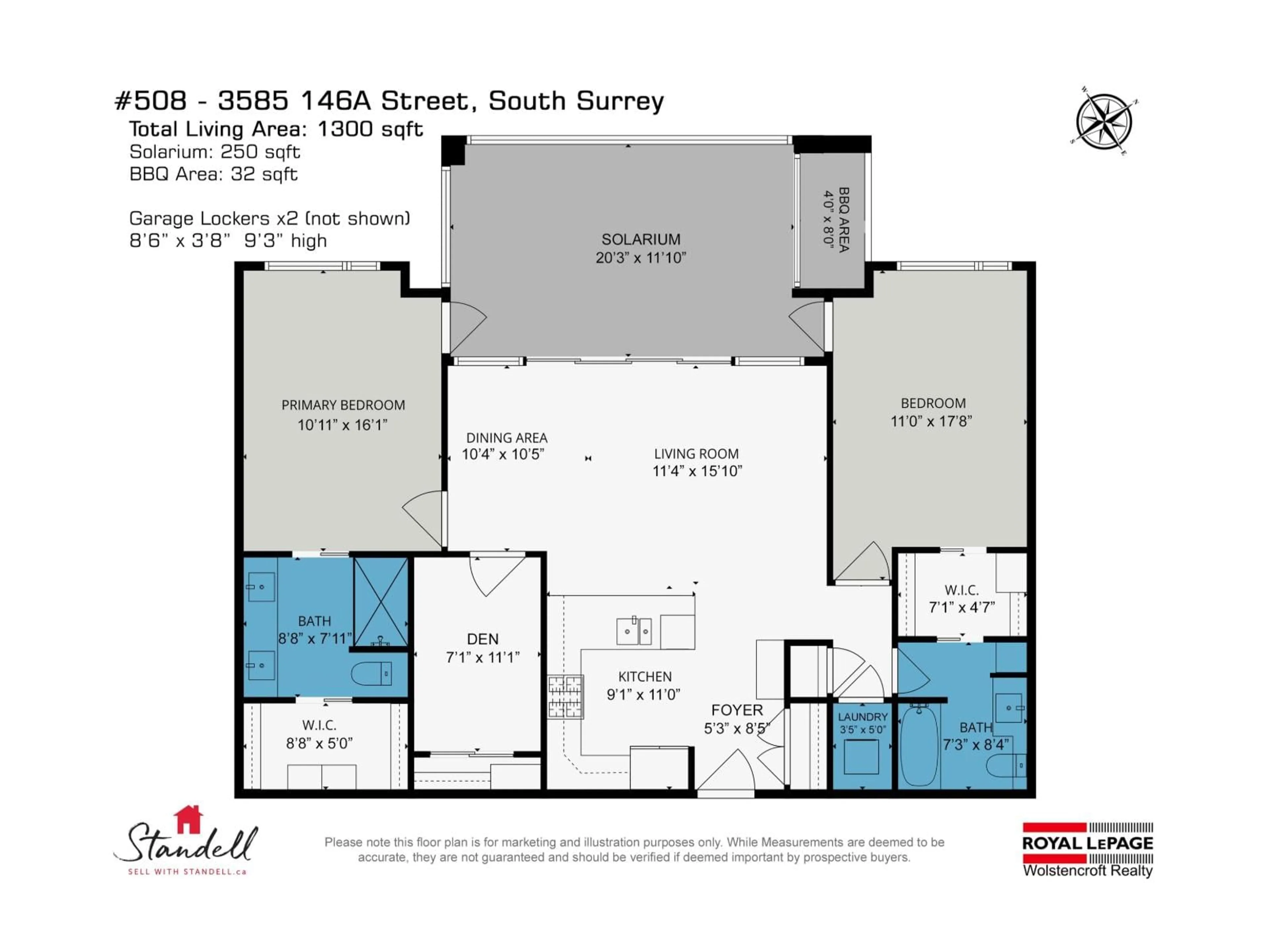 Floor plan for 508 - 3585 146A, Surrey British Columbia V4P0G9