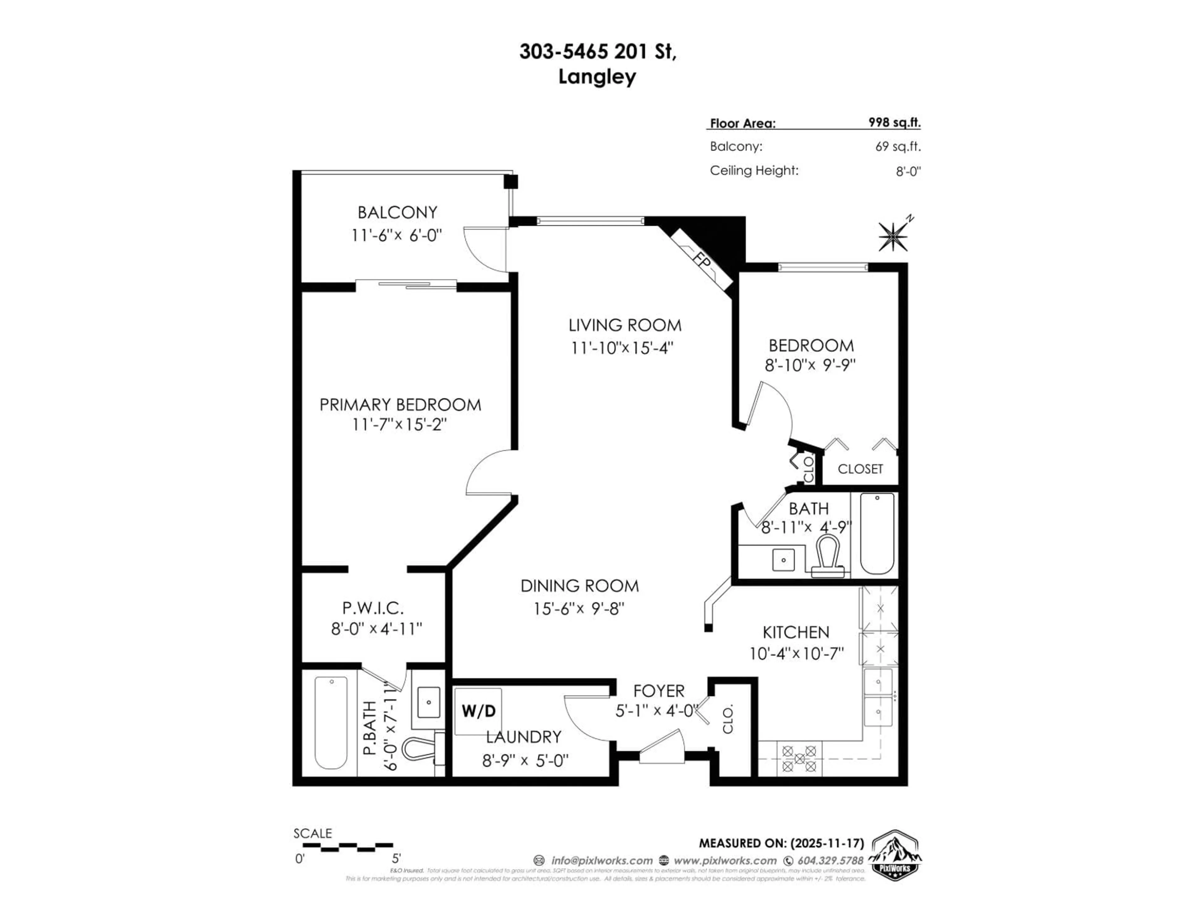 Floor plan for 303 - 5465 201, Langley British Columbia V3A1P8