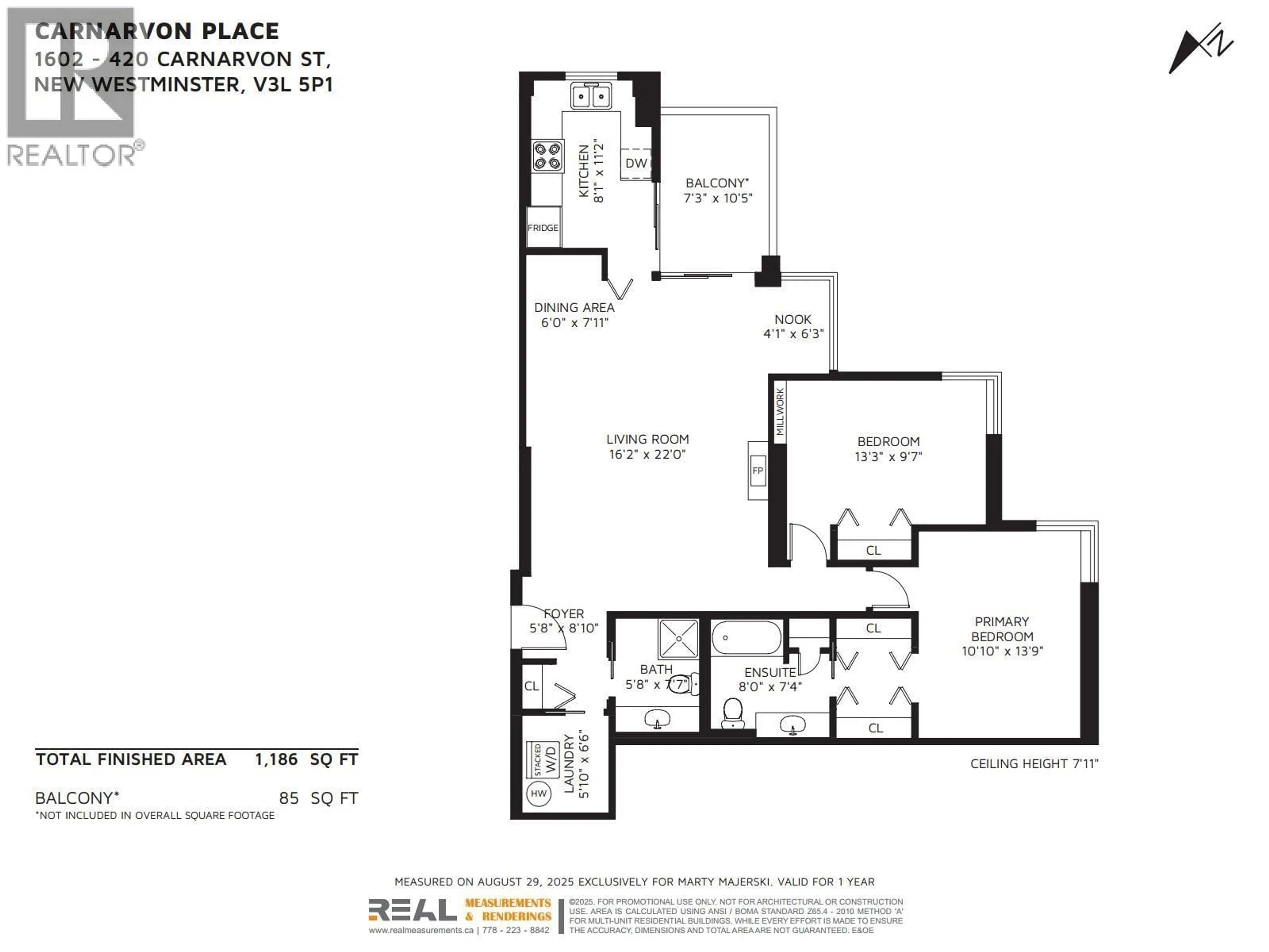Floor plan for 1602 - 420 CARNARVON STREET, New Westminster British Columbia V3L5P1