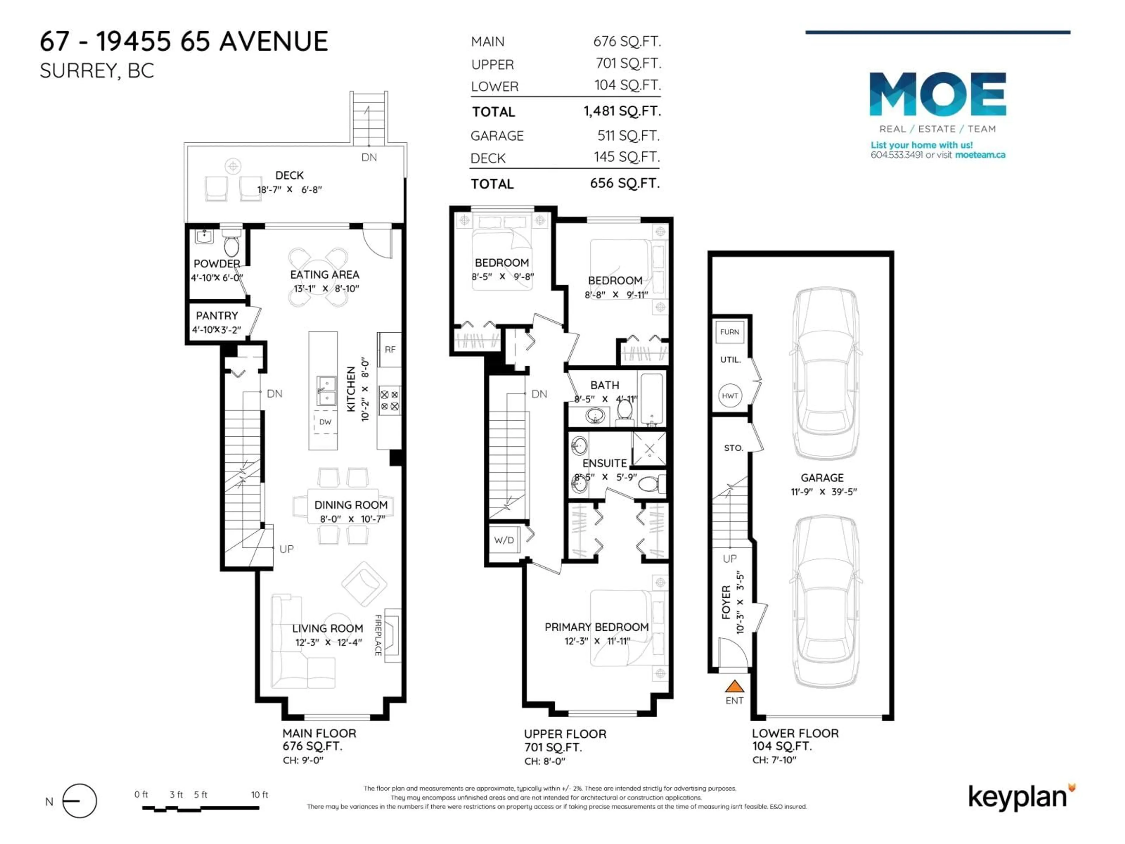 Floor plan for 67 - 19455 65, Surrey British Columbia V4N0Z1