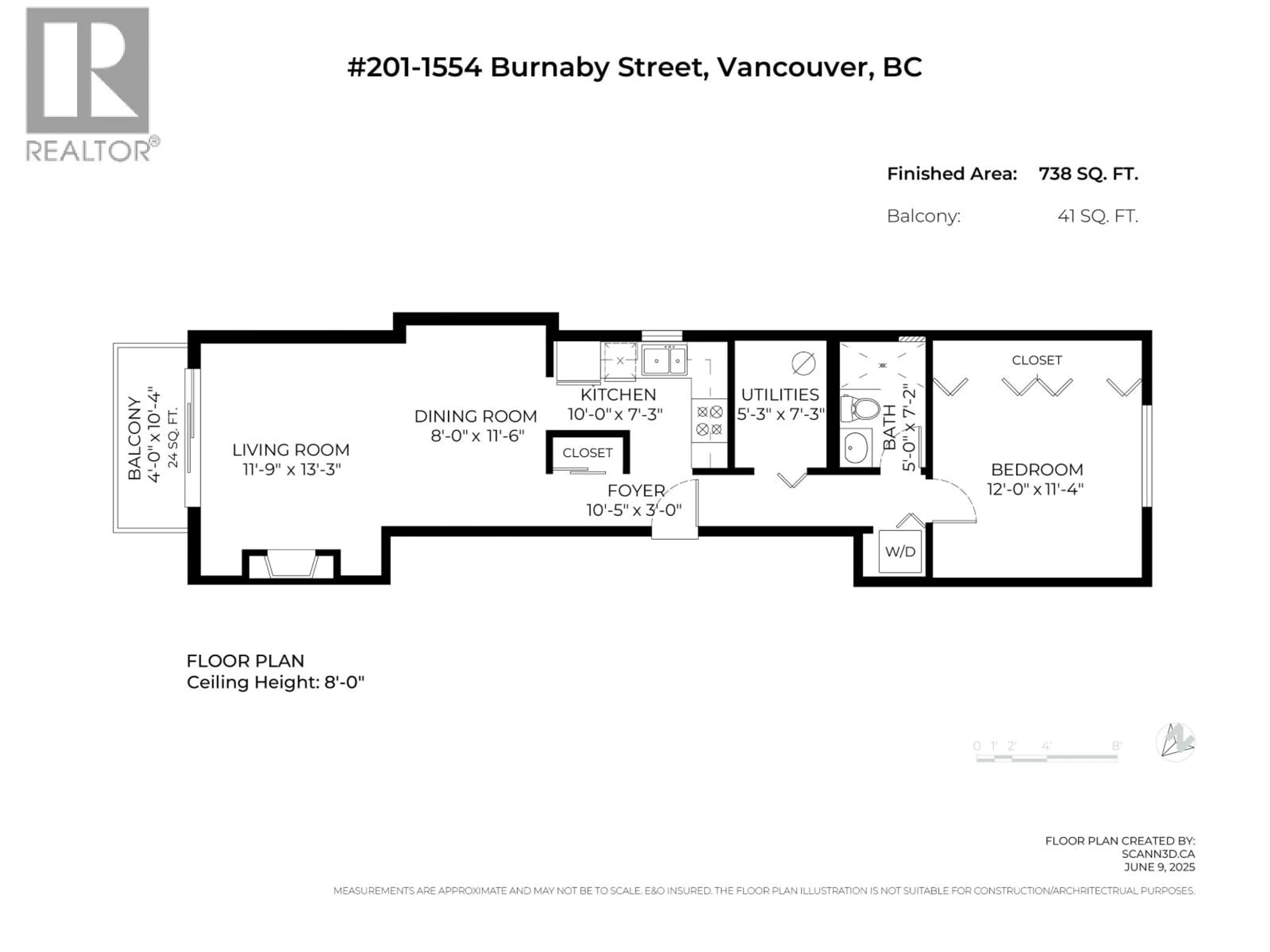Floor plan for 201 - 1554 BURNABY STREET, Vancouver British Columbia V6G1W9