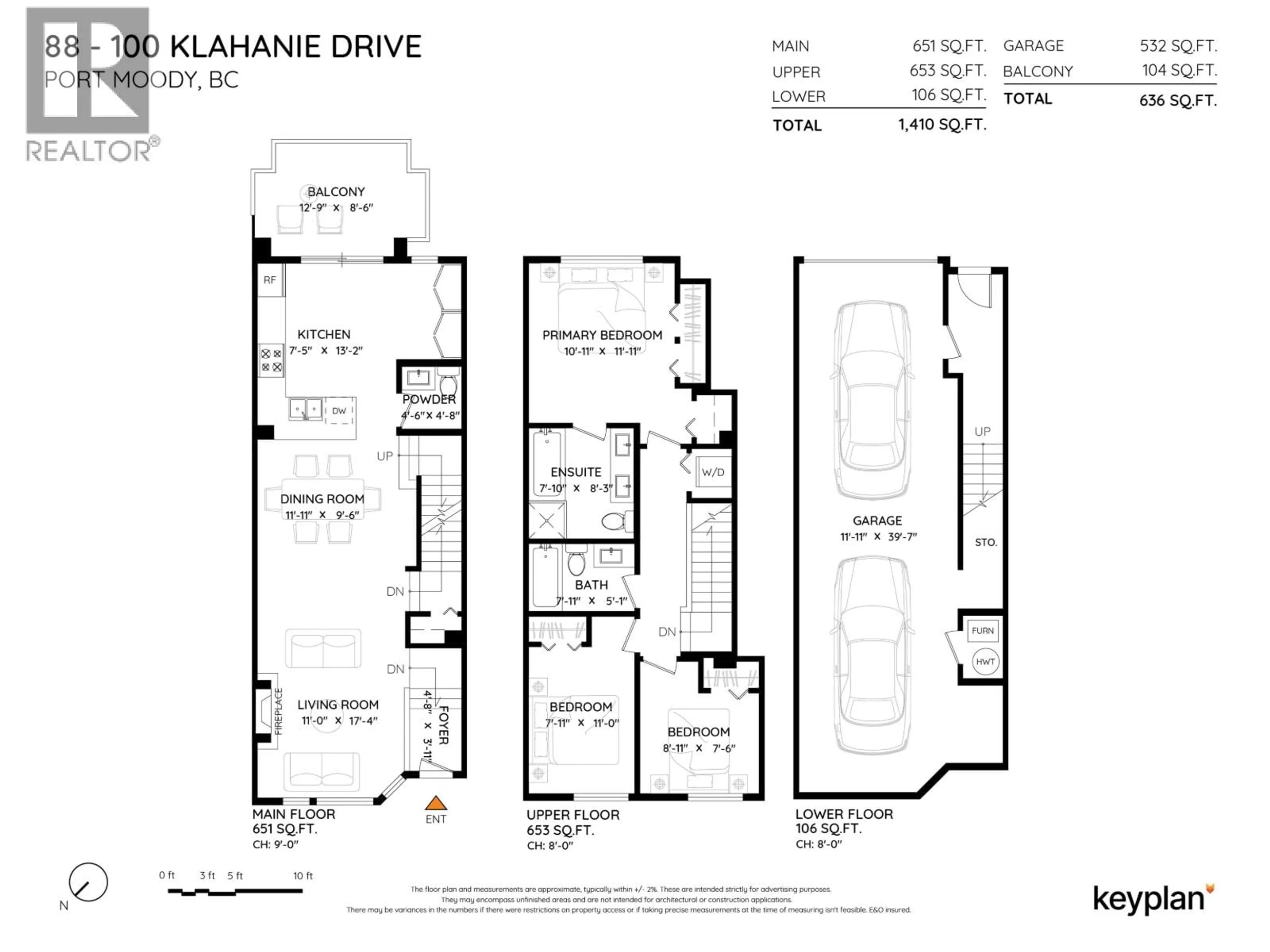 Floor plan for 88 - 100 KLAHANIE DRIVE, Port Moody British Columbia V3H5K3