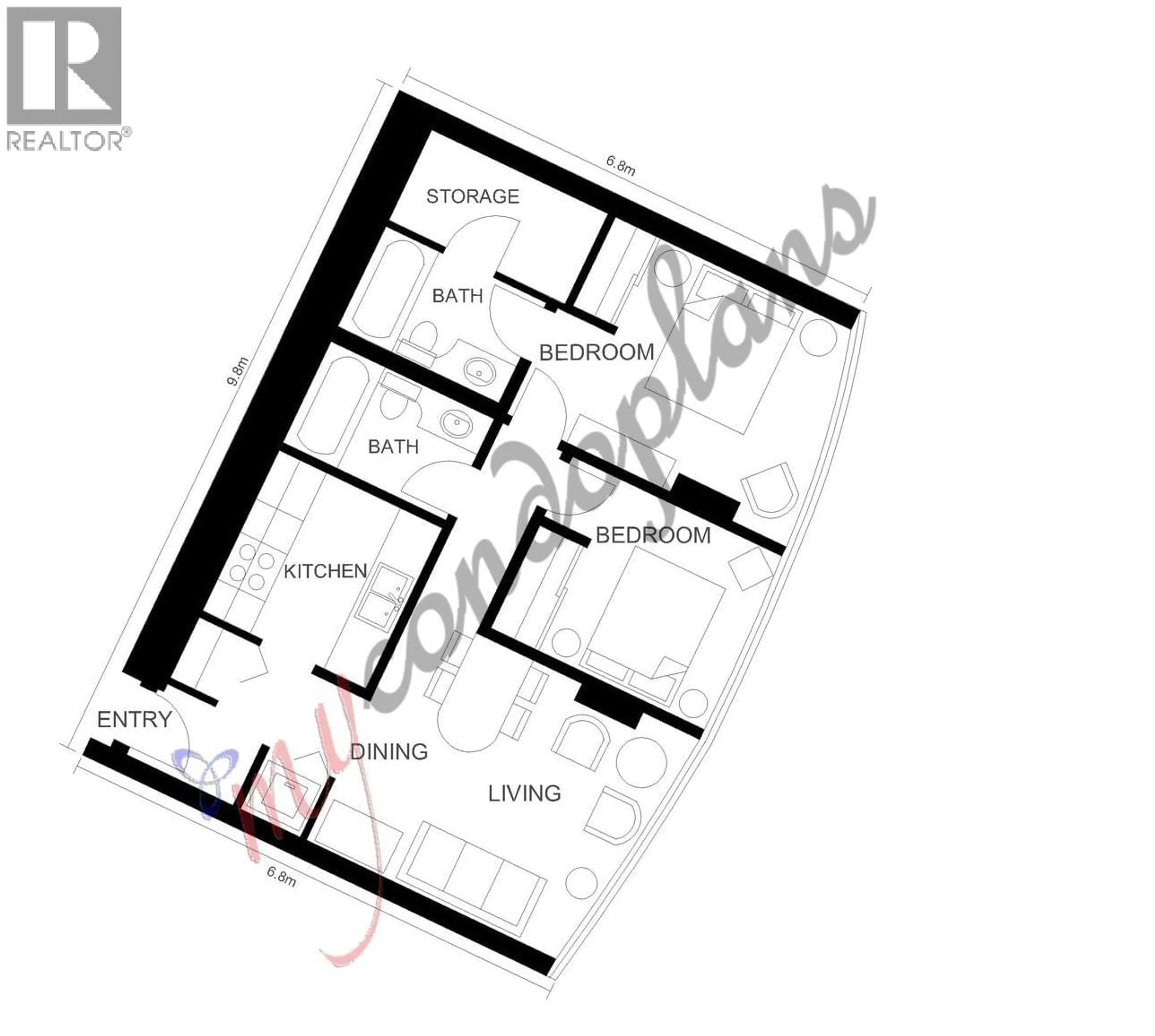 Floor plan for 1301 - 1288 ALBERNI STREET, Vancouver British Columbia V6E4N5