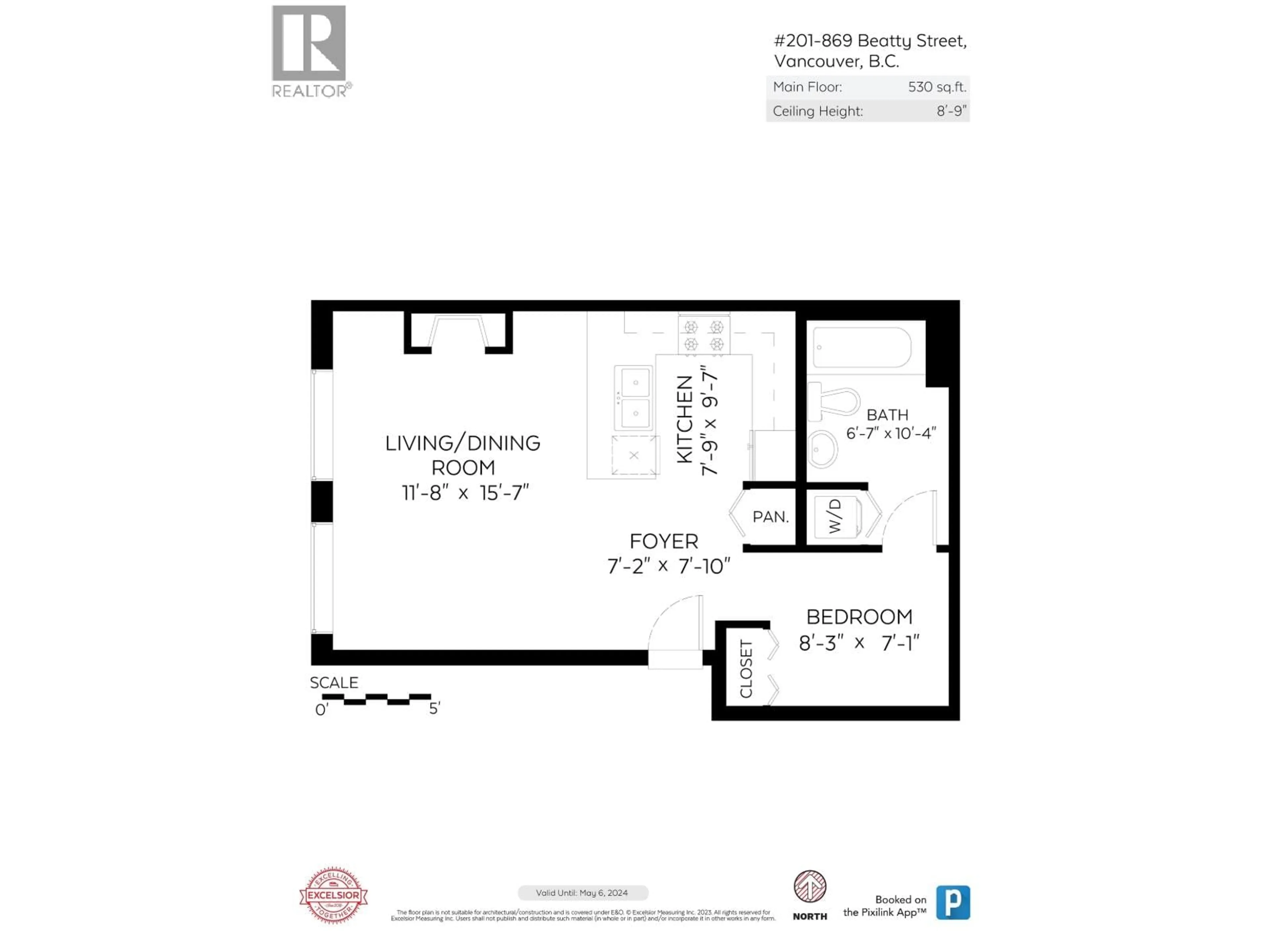Floor plan for 201 - 869 BEATTY STREET, Vancouver British Columbia V6B2M6