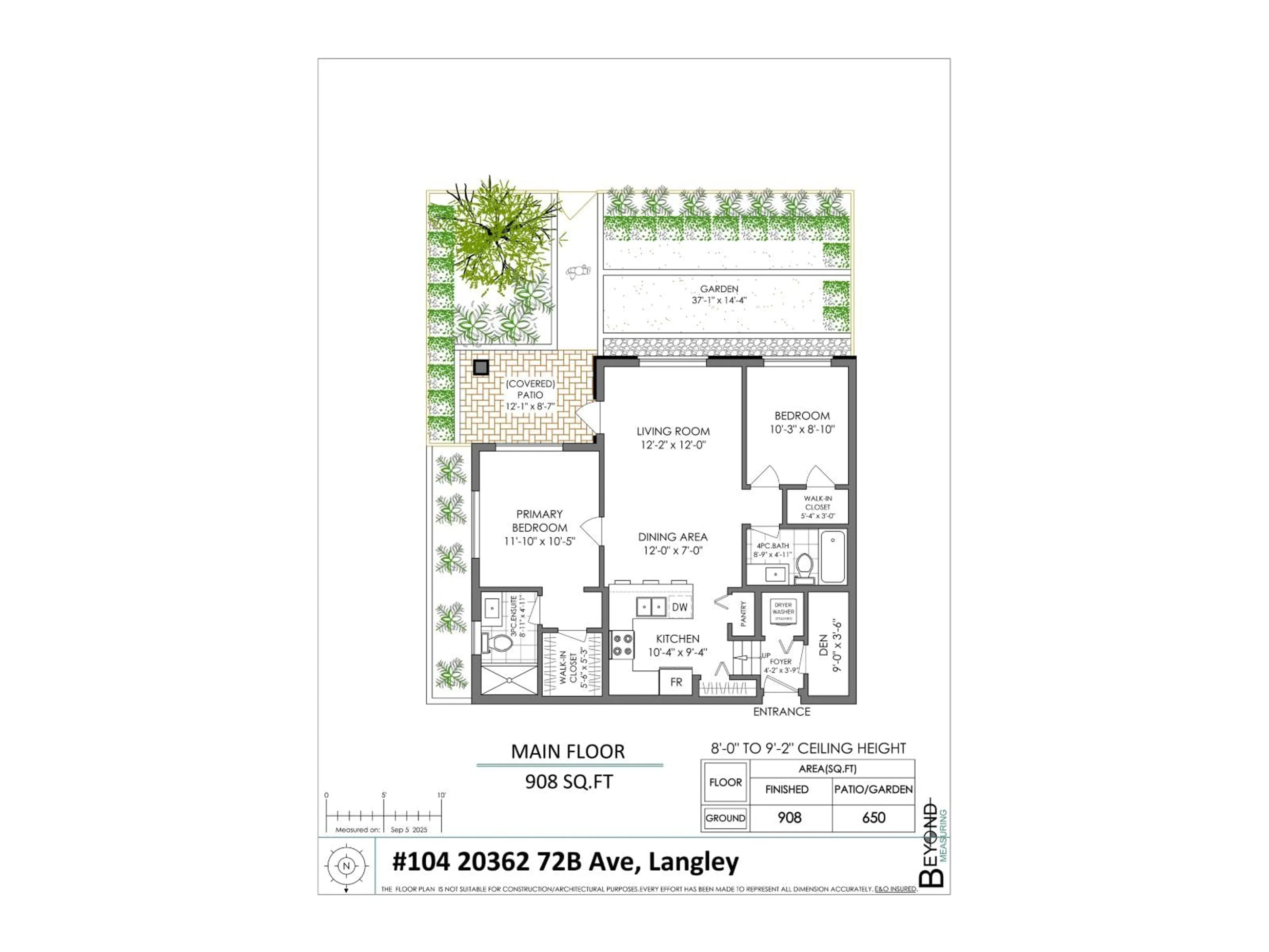 Floor plan for 104 - 20362 72B, Langley British Columbia V2Y5K4