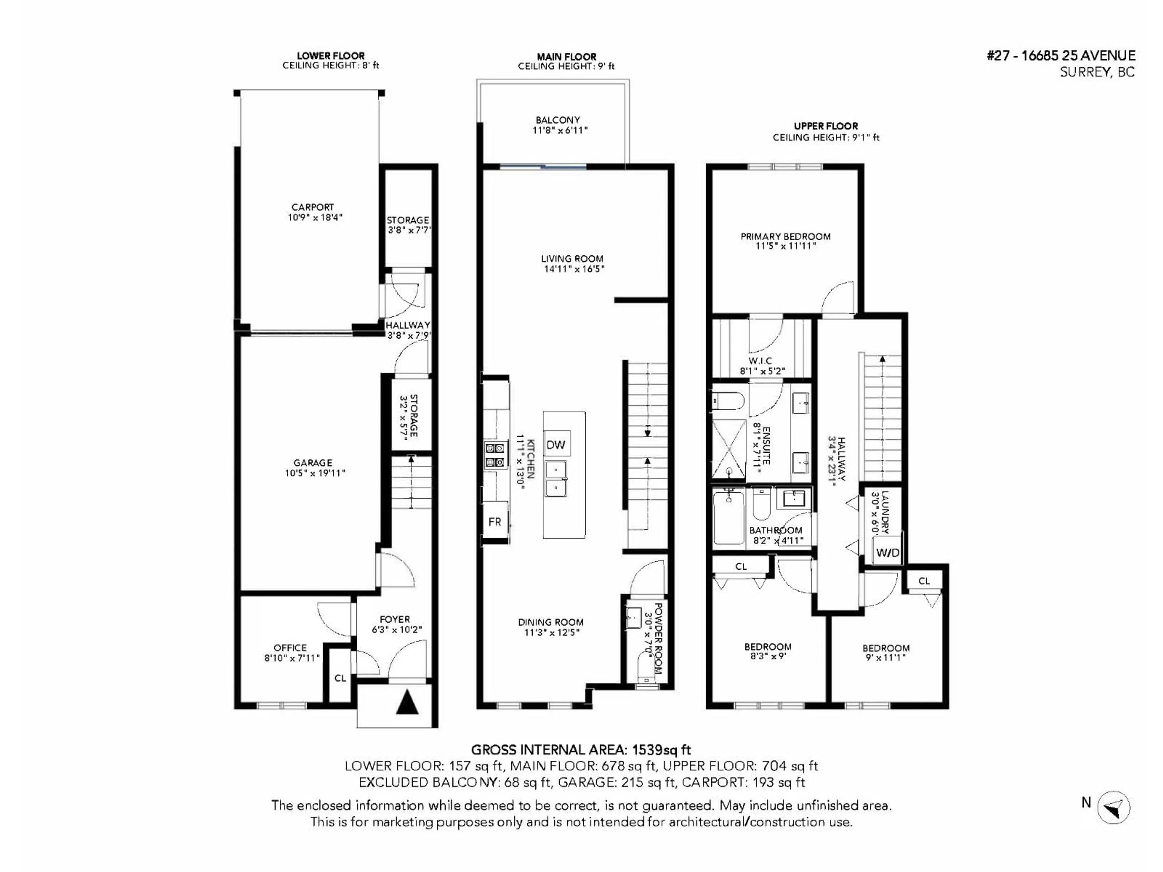 Floor plan for 27 - 16685 25, Surrey British Columbia V3Z0Z4