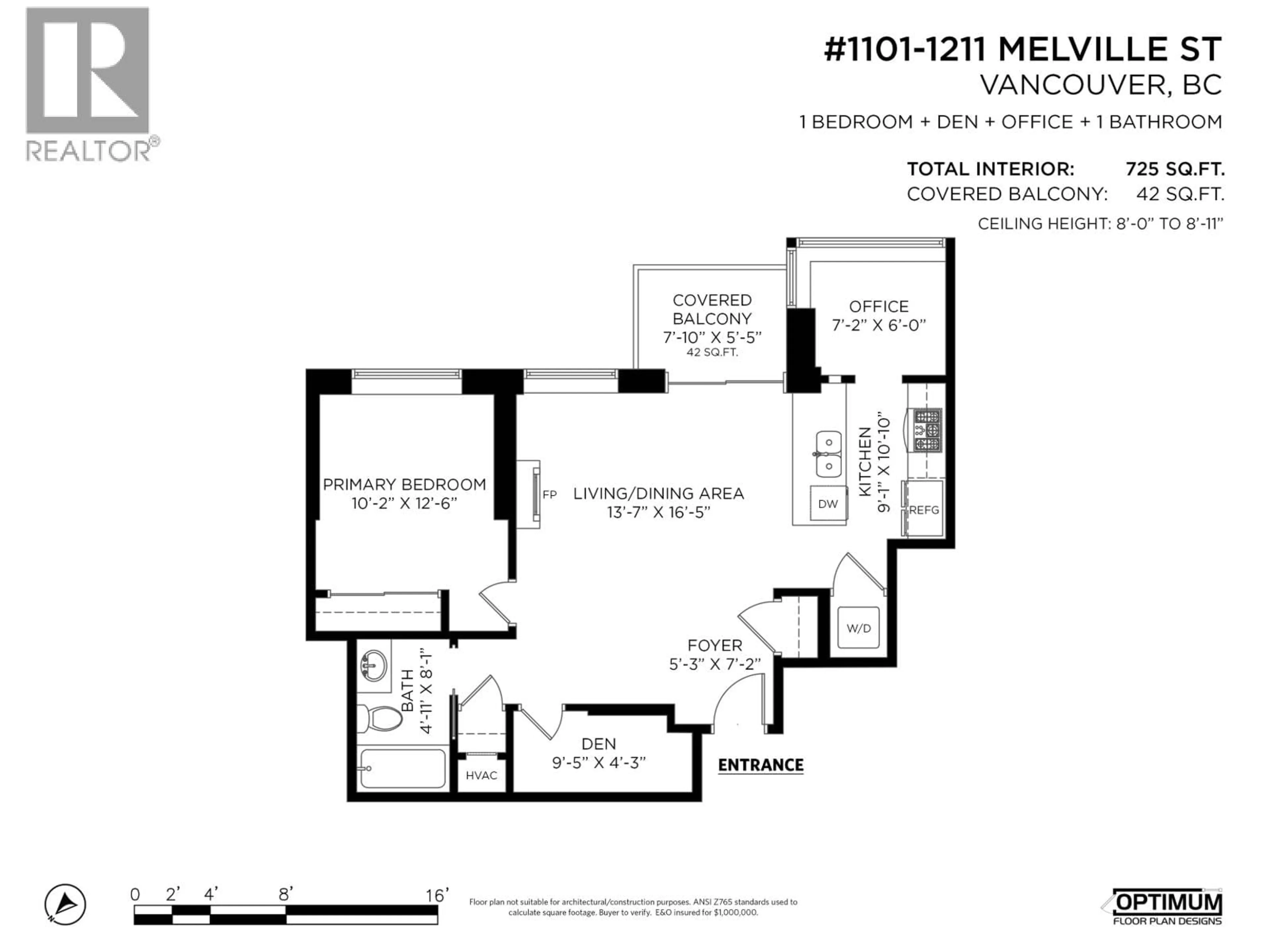 Floor plan for 1101 - 1211 MELVILLE STREET, Vancouver British Columbia V6E0A7