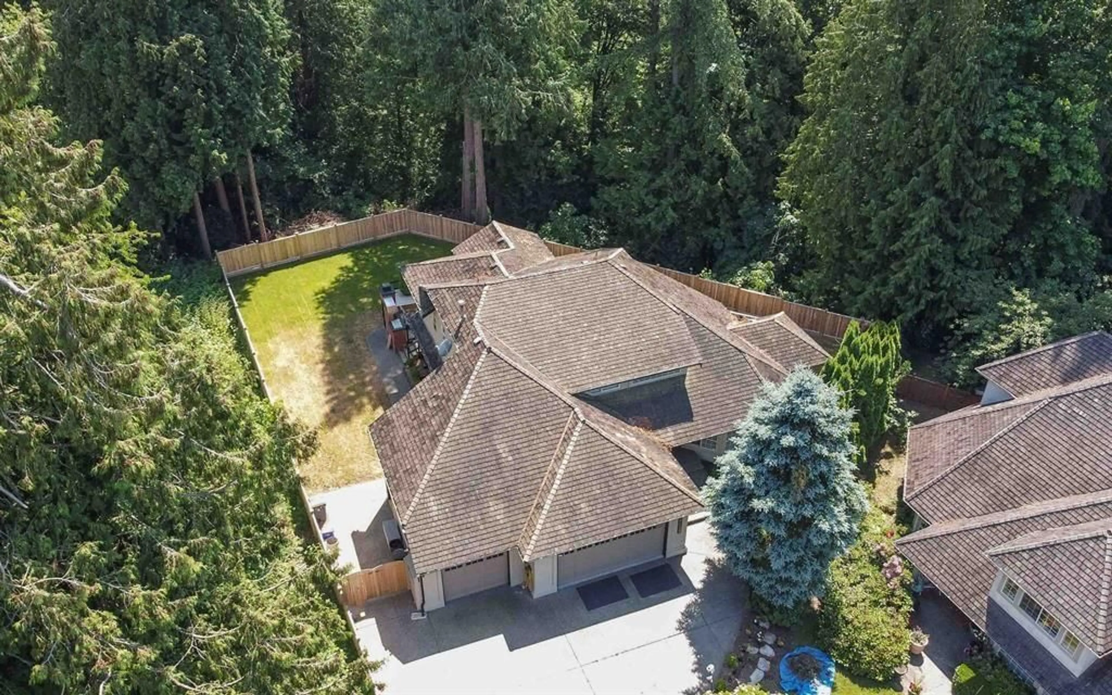 A pic from outside/outdoor area/front of a property/back of a property/a pic from drone, forest/trees view for 4457 196, Surrey British Columbia V3Z0L7