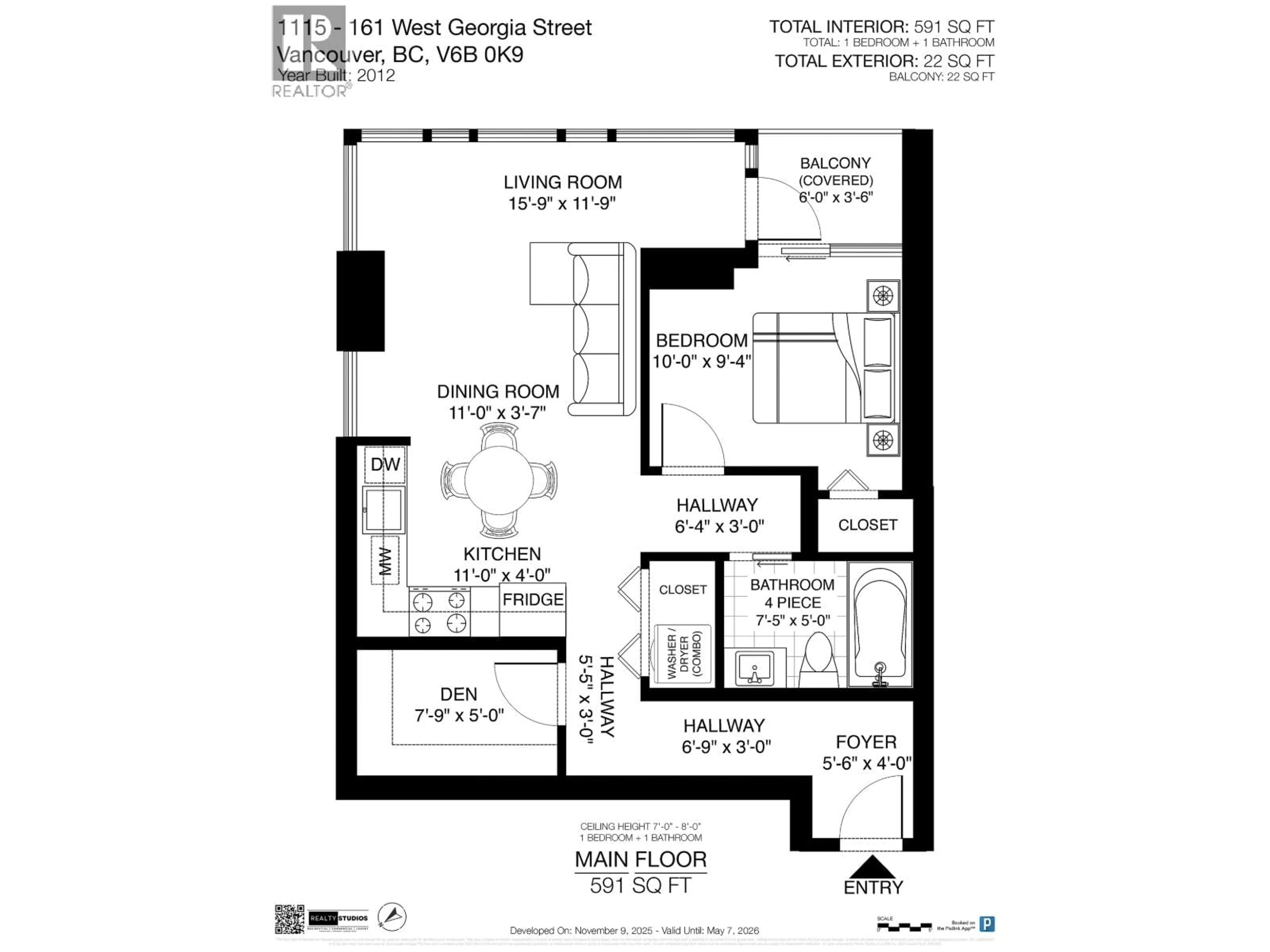 Floor plan for 1115 - 161 GEORGIA STREET, Vancouver British Columbia V6B0K9