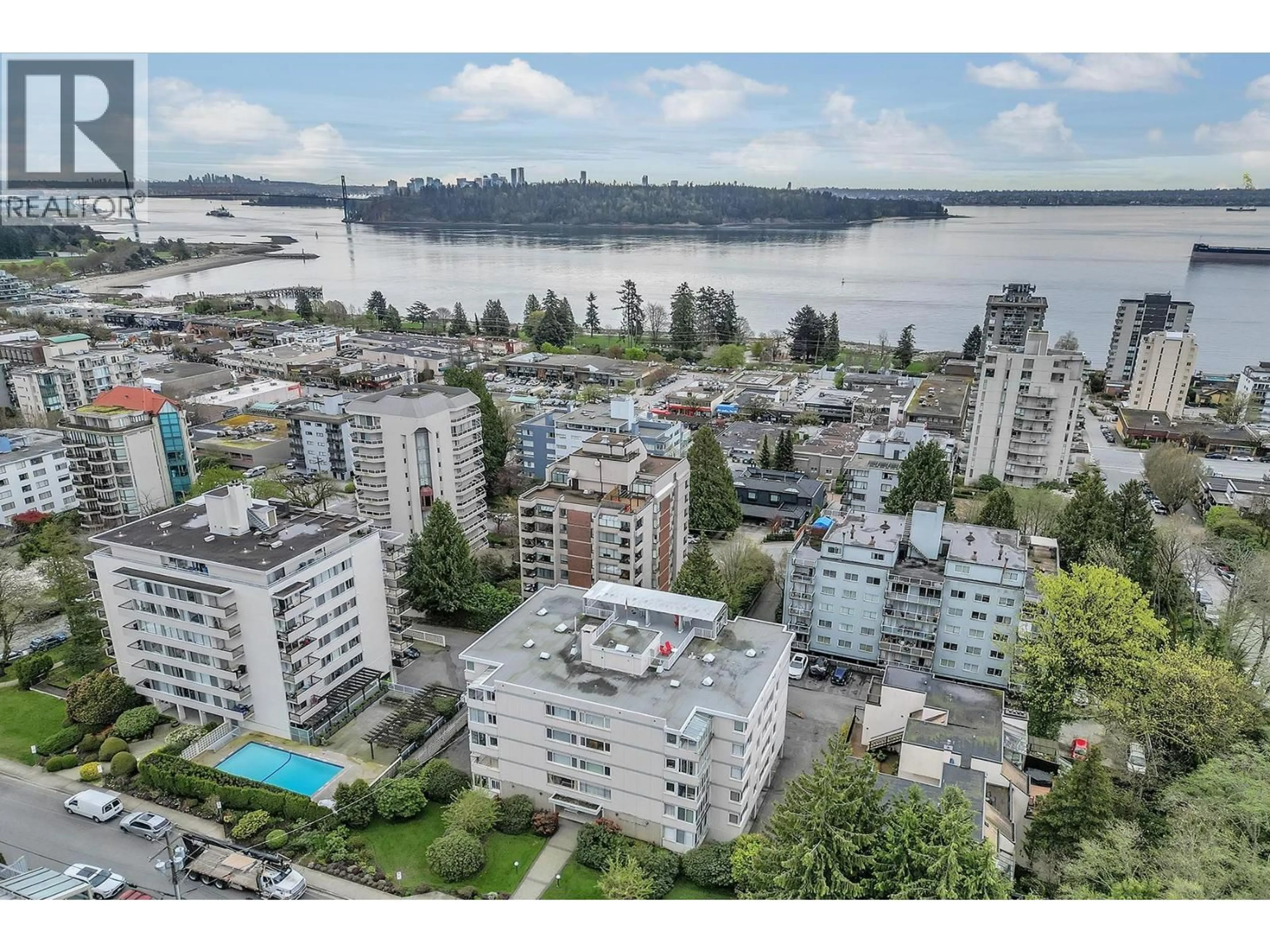 A pic from outside/outdoor area/front of a property/back of a property/a pic from drone, city buildings view from balcony for 101 - 1750 ESQUIMALT AVENUE, West Vancouver British Columbia V7V1R8