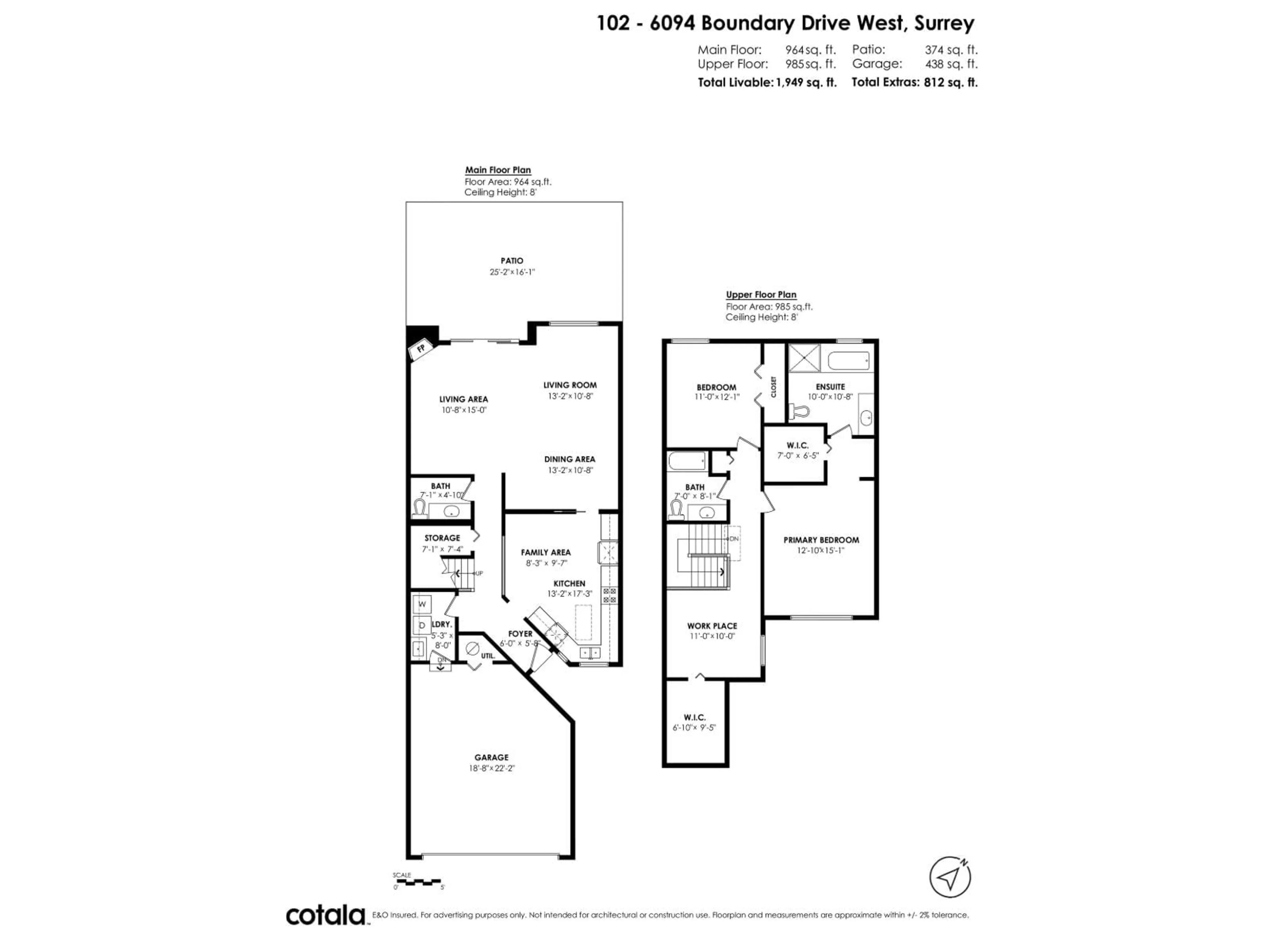 Floor plan for 102 - 6094 BOUNDARY WEST, Surrey British Columbia V3X2B3