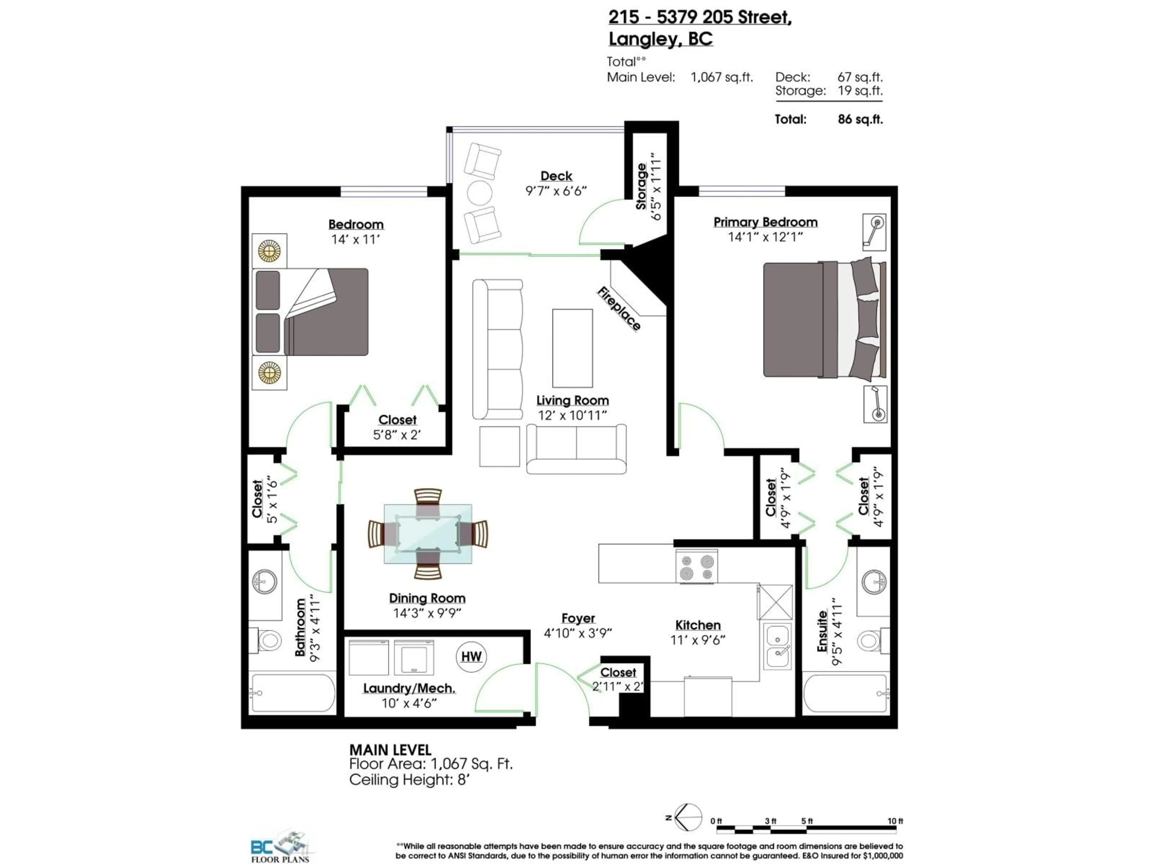 Floor plan for 215 - 5379 205, Langley British Columbia V3A7V7