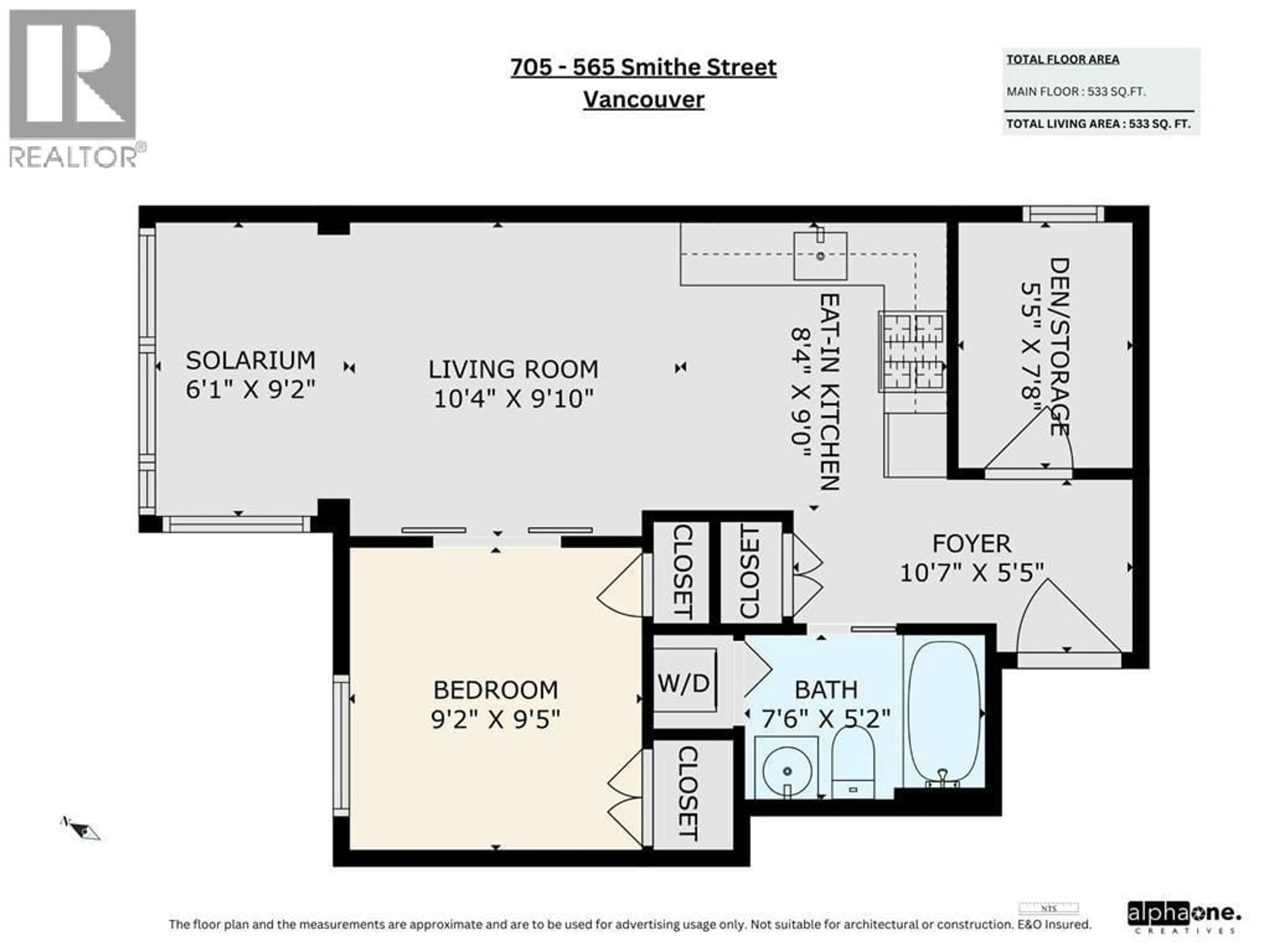 Floor plan for 705 - 565 SMITHE STREET, Vancouver British Columbia V6B0E4