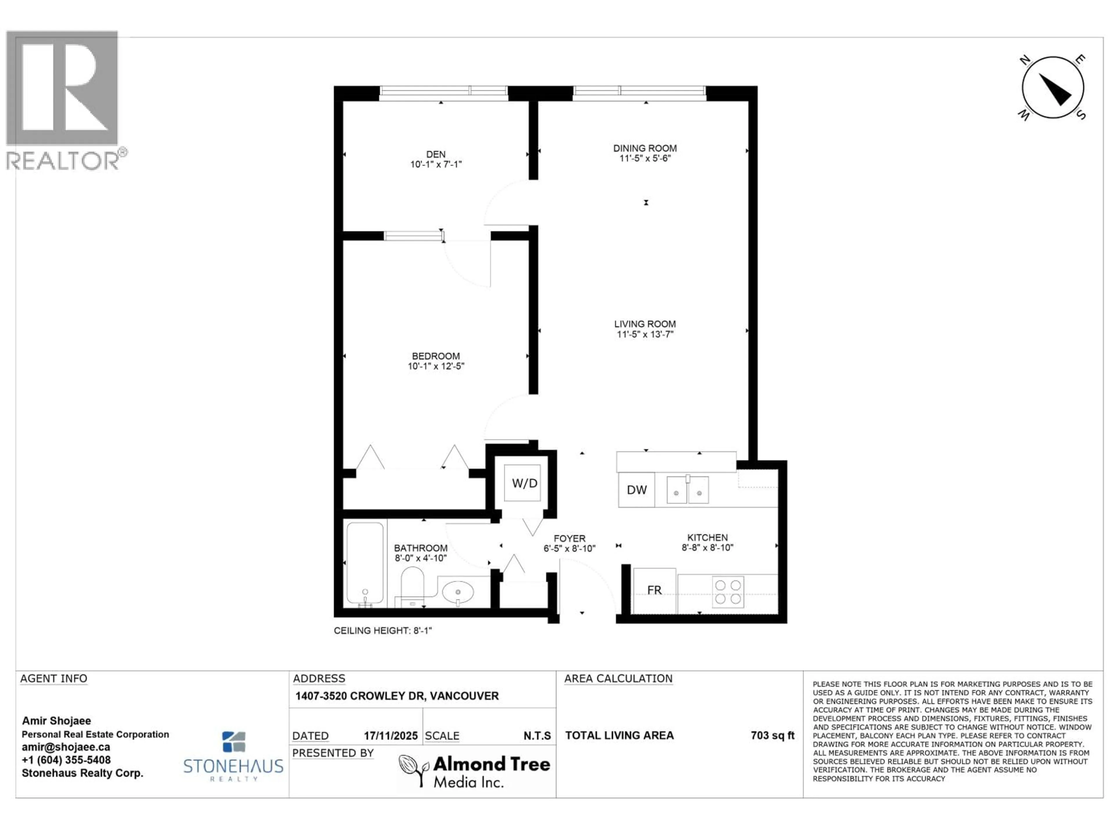Floor plan for 1407 - 3520 CROWLEY DRIVE, Vancouver British Columbia V5R6G9