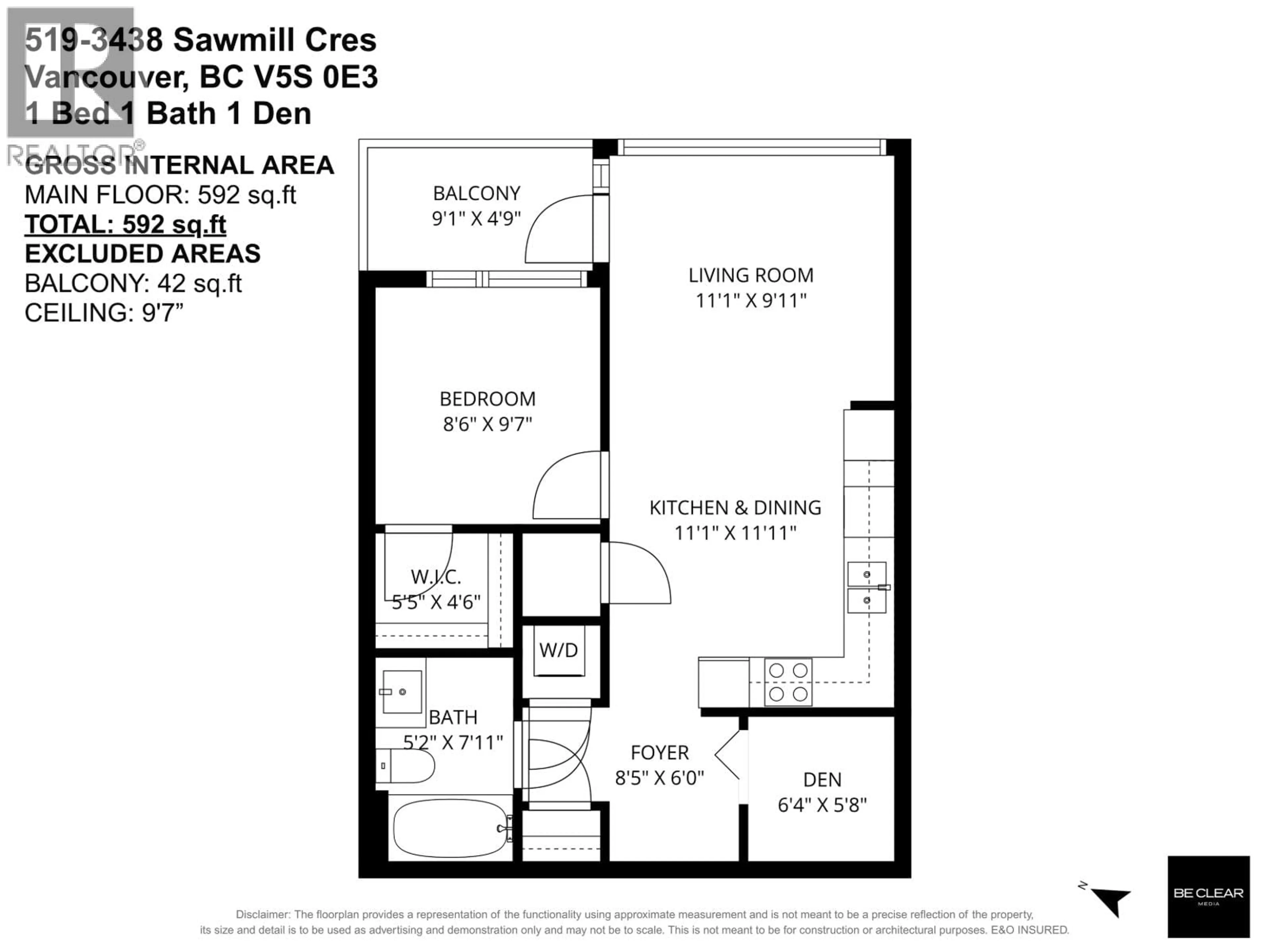 Floor plan for 519 - 3438 SAWMILL CRESCENT, Vancouver British Columbia V5S0E3