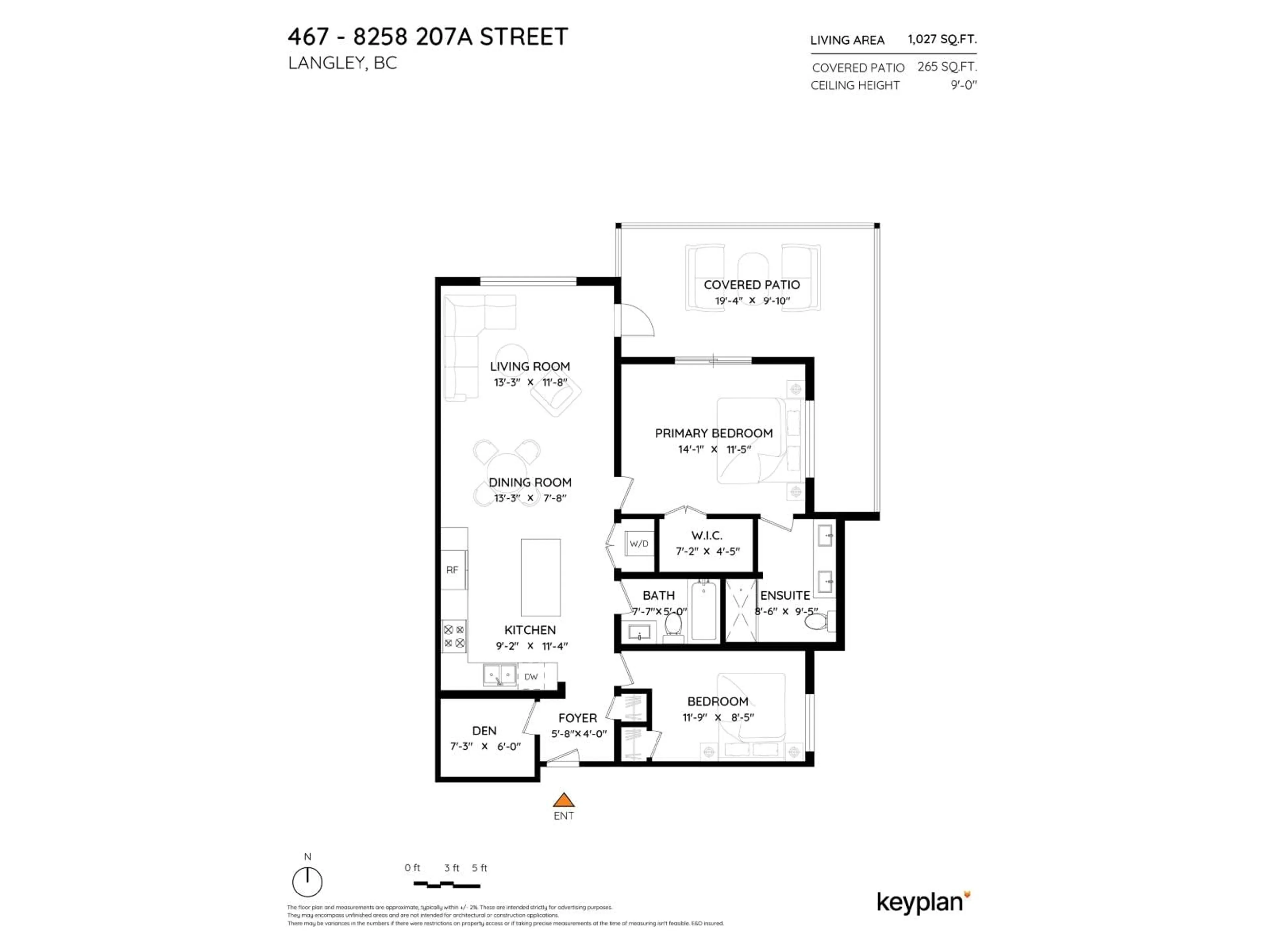 Floor plan for 467 - 8258 207A, Langley British Columbia V2Y0N3
