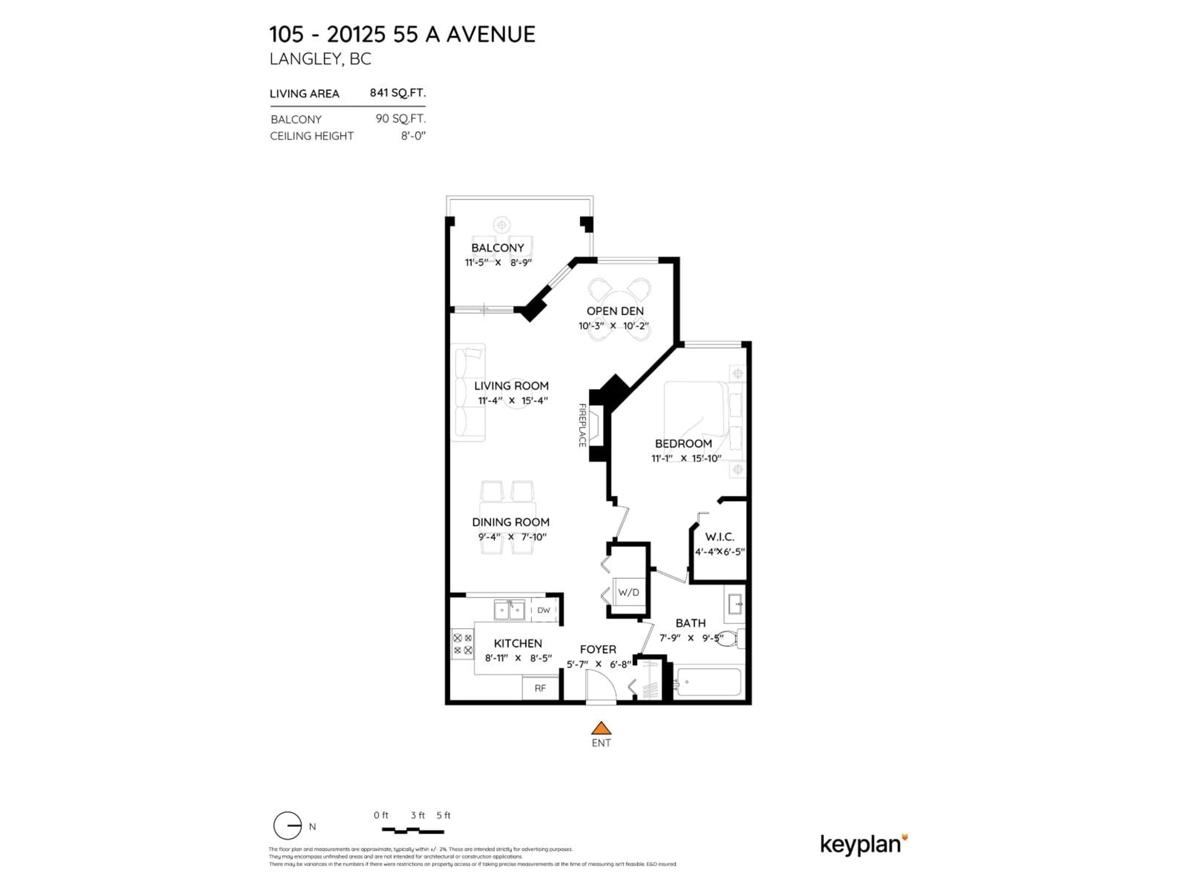 Floor plan for 105 - 20125 55A, Langley British Columbia V3A8L6