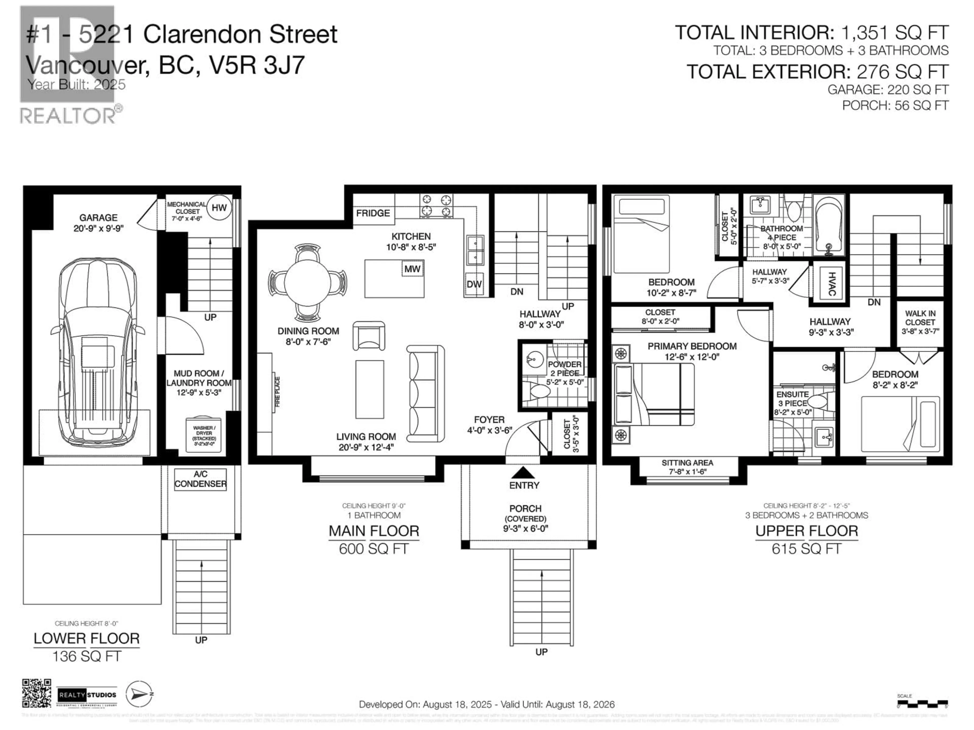 Floor plan for 1 - 5221 CLARENDON STREET, Vancouver British Columbia V5R3J7