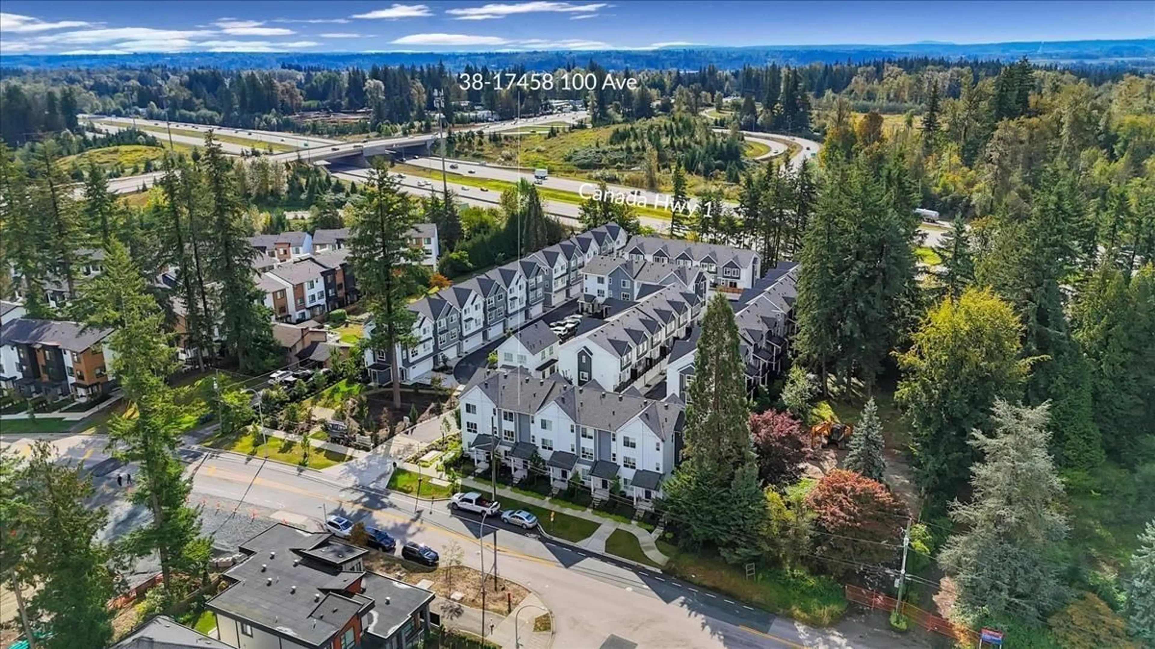 A pic from outside/outdoor area/front of a property/back of a property/a pic from drone, mountain view for 38 - 17458 100 AVENUE, Surrey British Columbia V4N4L4
