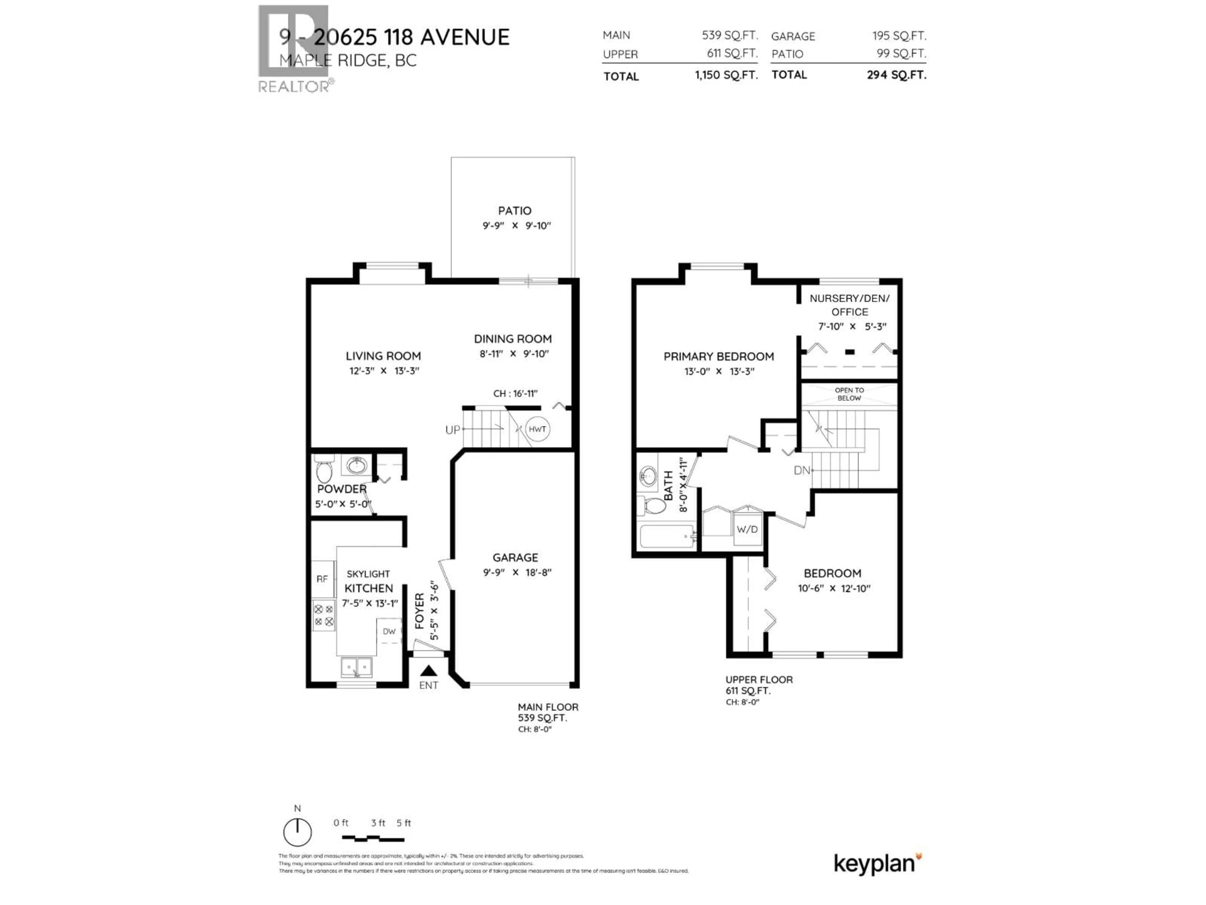 Floor plan for 9 - 20625 118 AVENUE, Maple Ridge British Columbia V2X0R1