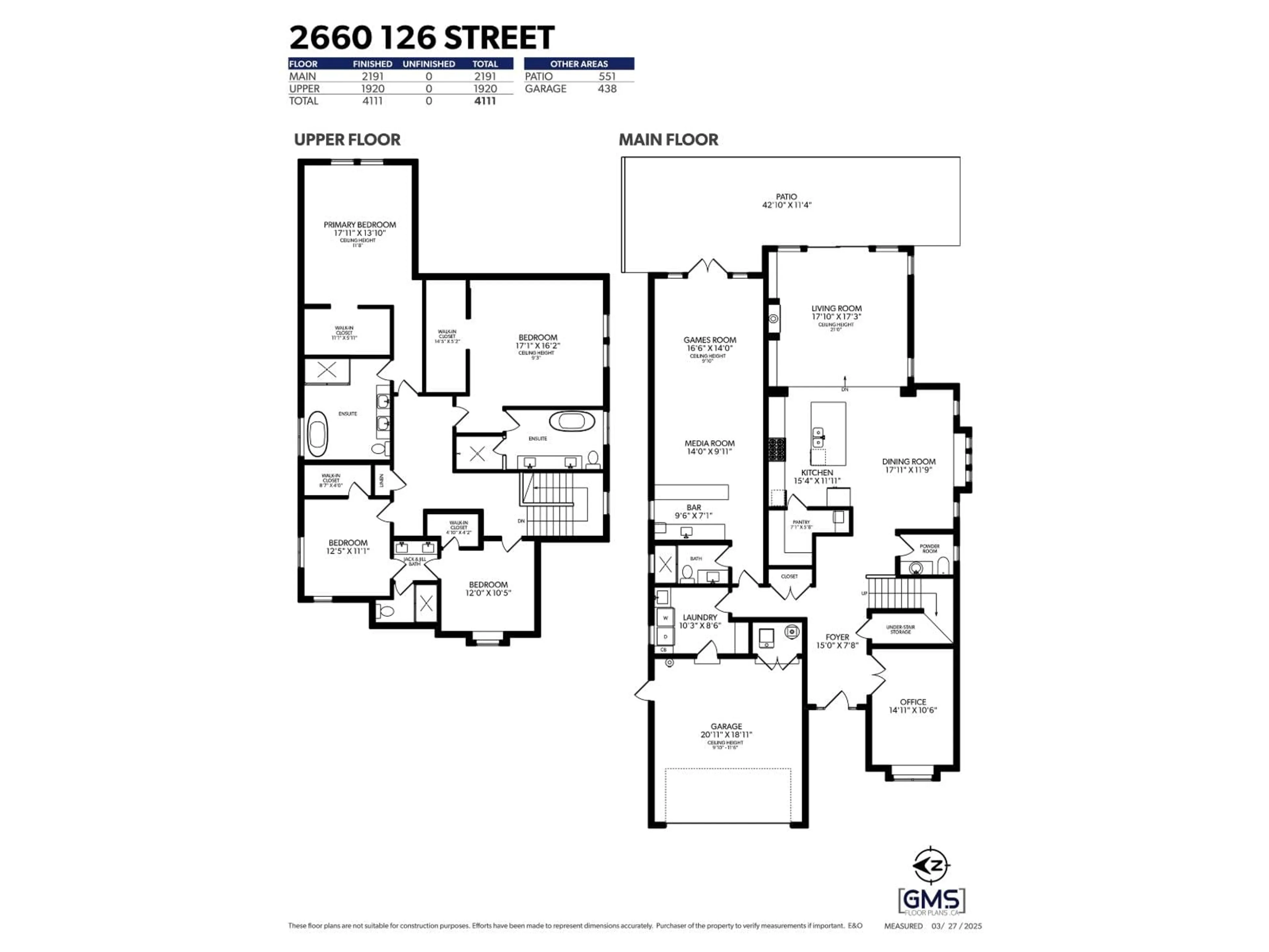Floor plan for 2660 126TH, Surrey British Columbia V4A3R1