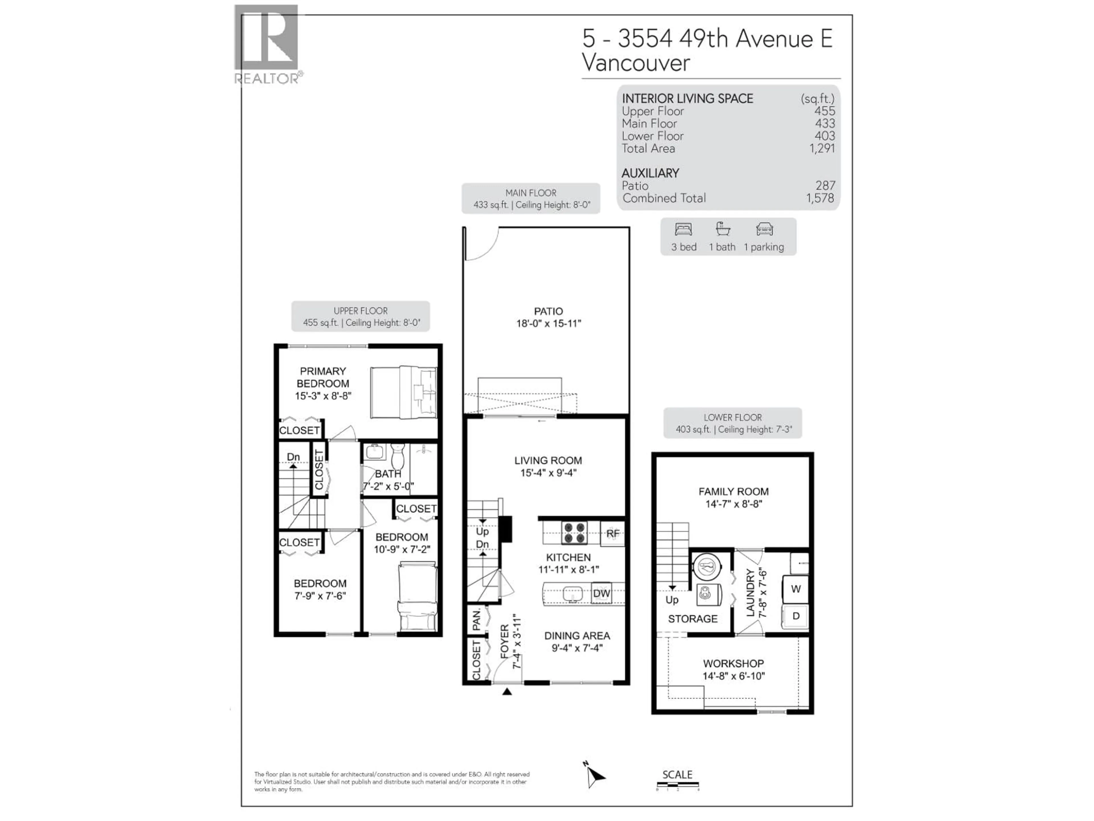 Floor plan for 5 - 3554 49TH AVENUE, Vancouver British Columbia V5S1M4