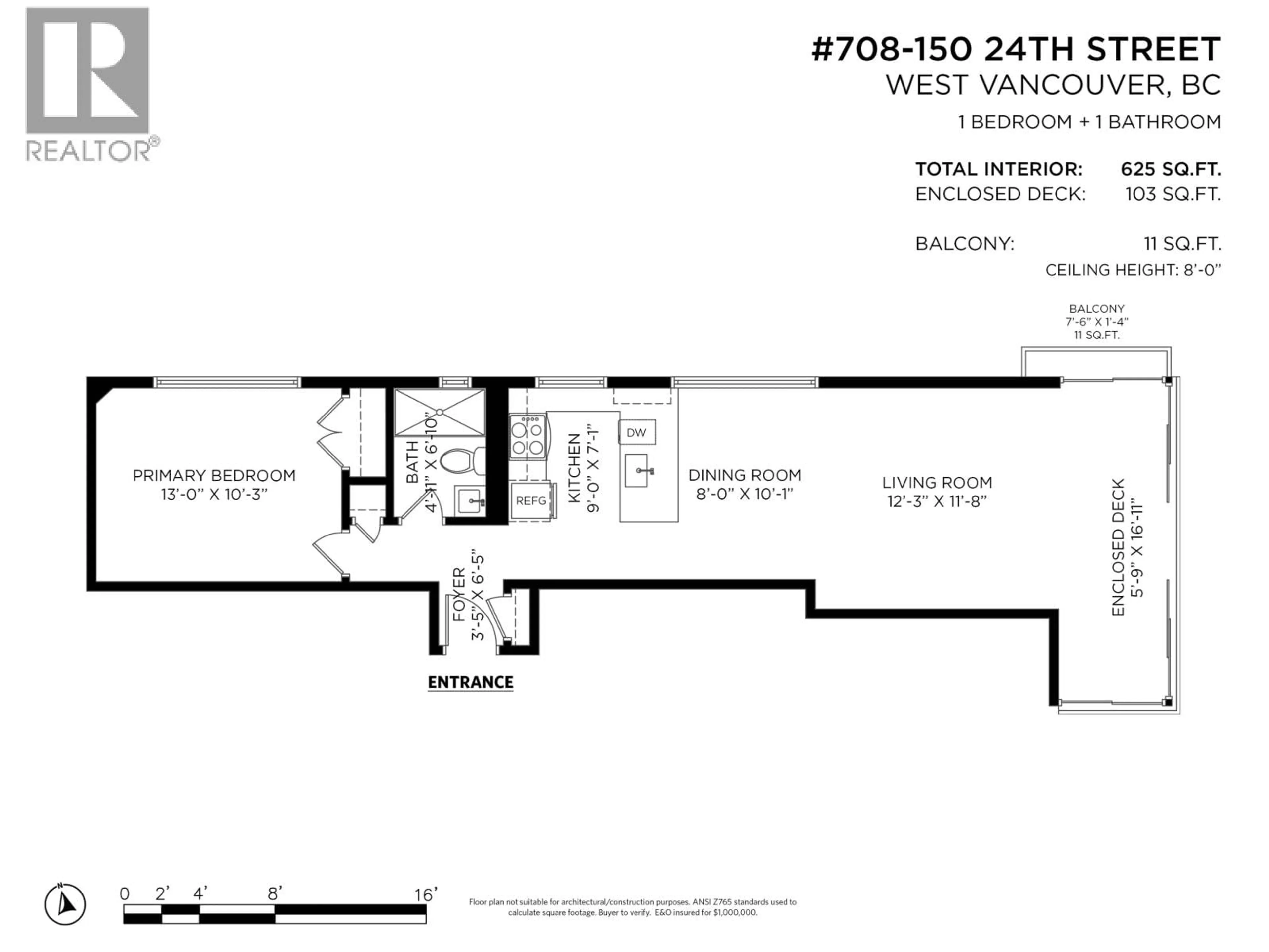 Floor plan for 708 - 150 24TH STREET, West Vancouver British Columbia V7V4G8