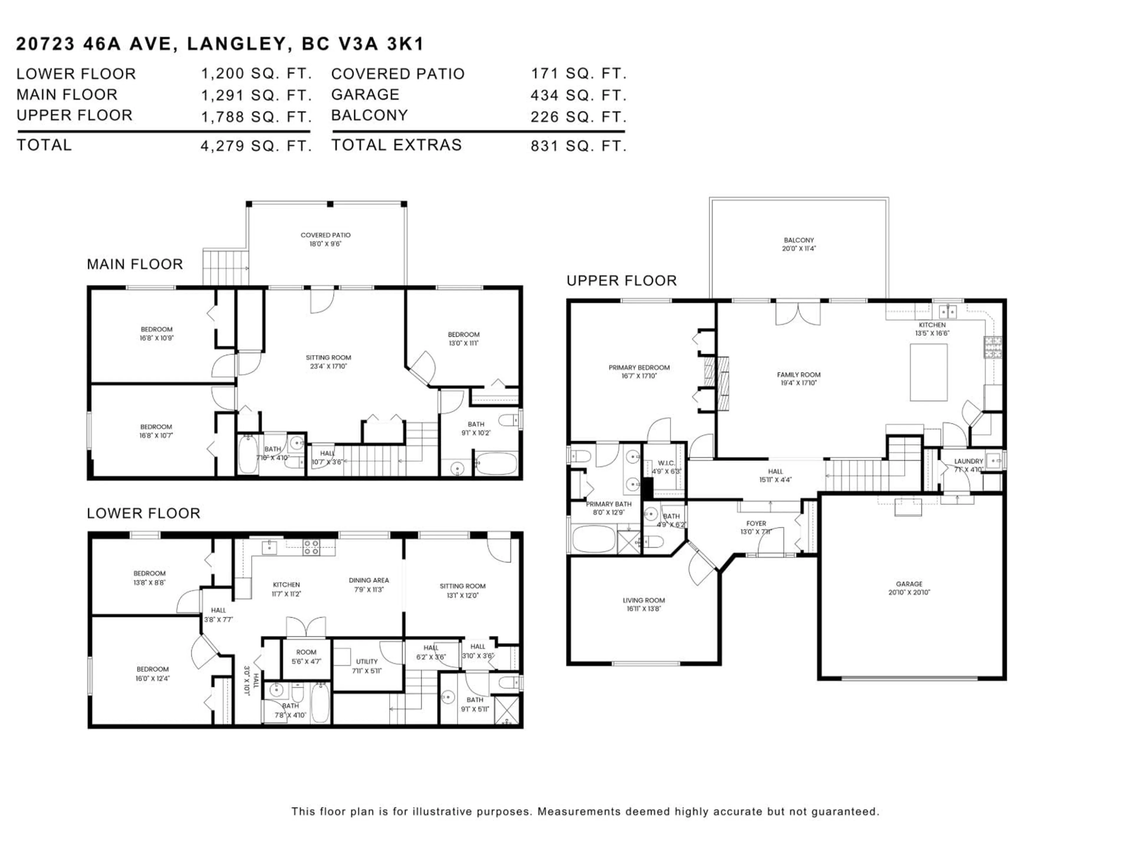 Floor plan for 20723 46A, Langley British Columbia V3A3K1