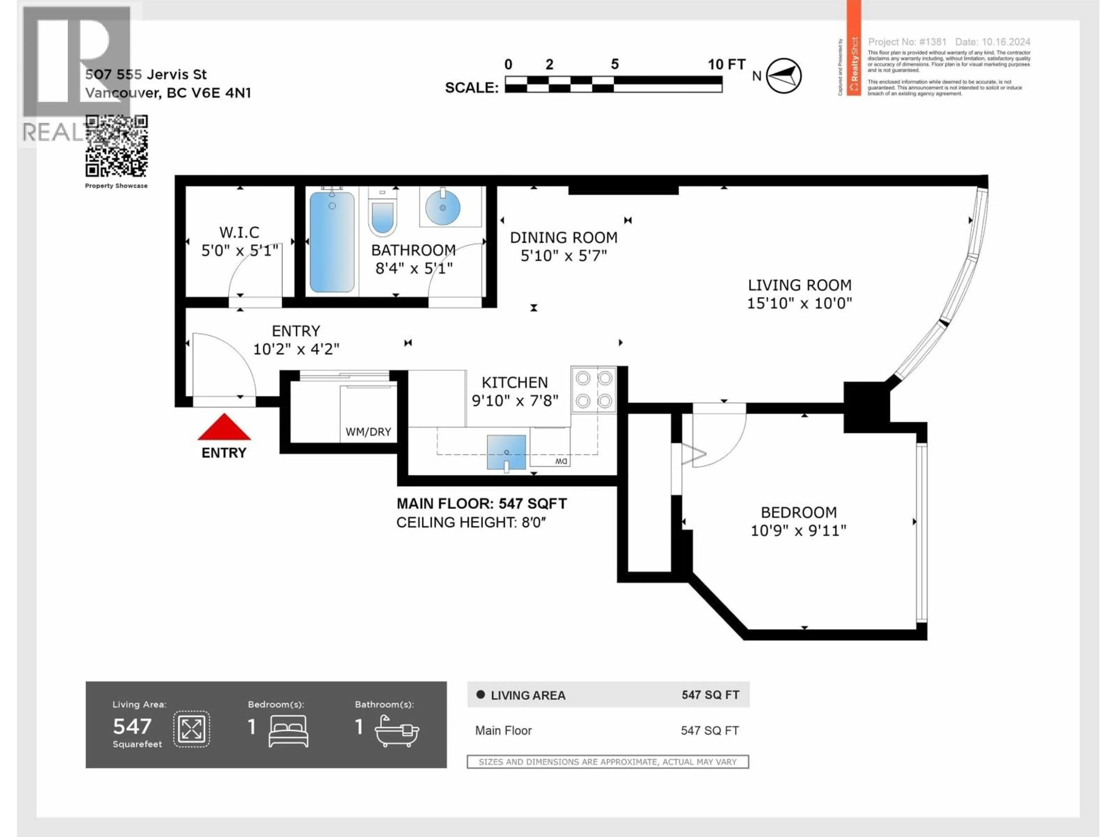 Floor plan for 507 - 555 JERVIS STREET, Vancouver British Columbia V6E4N1
