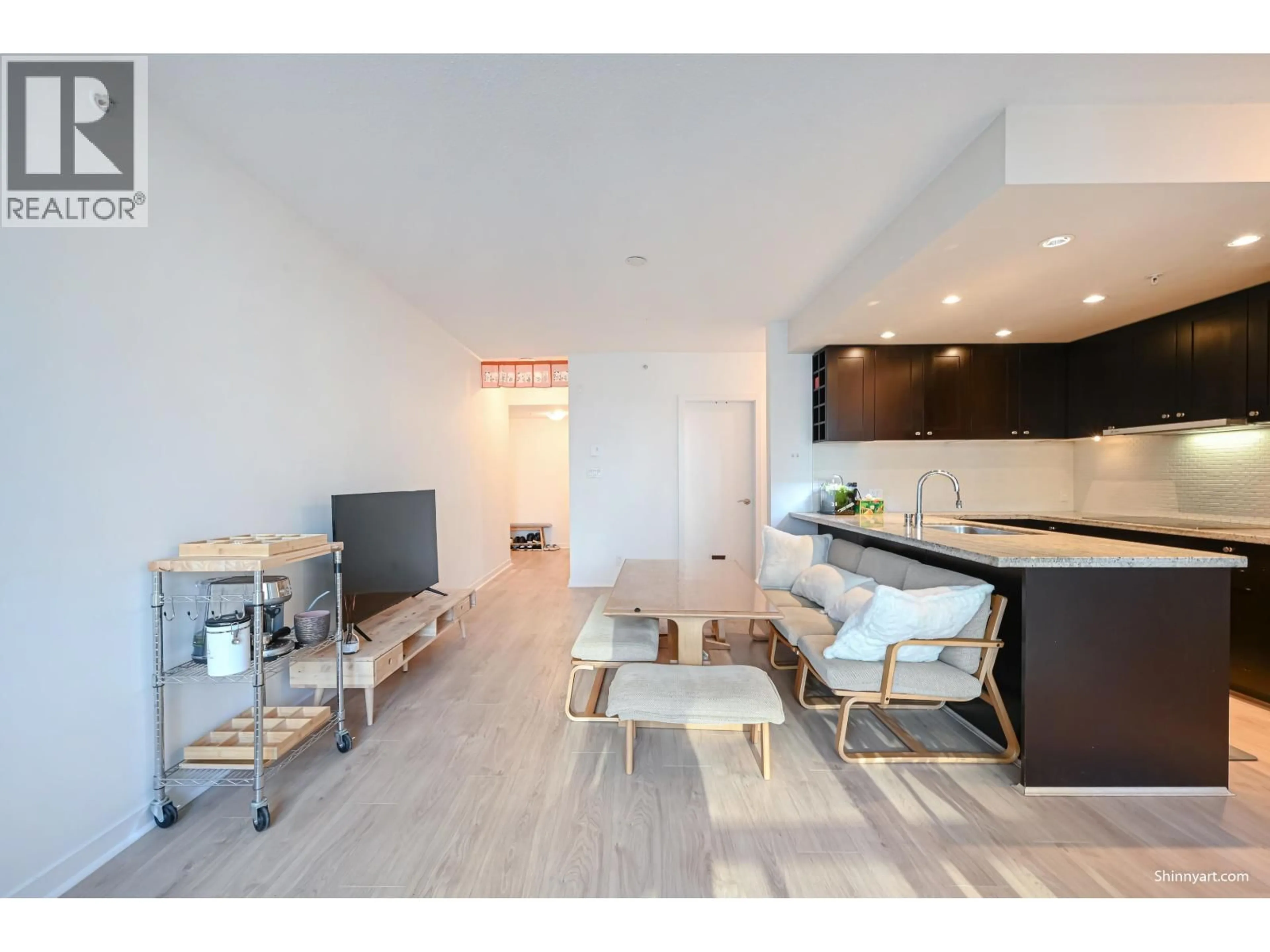 Open concept kitchen, wood/laminate floor for 802 - 821 CAMBIE STREET, Vancouver British Columbia V6B0E3