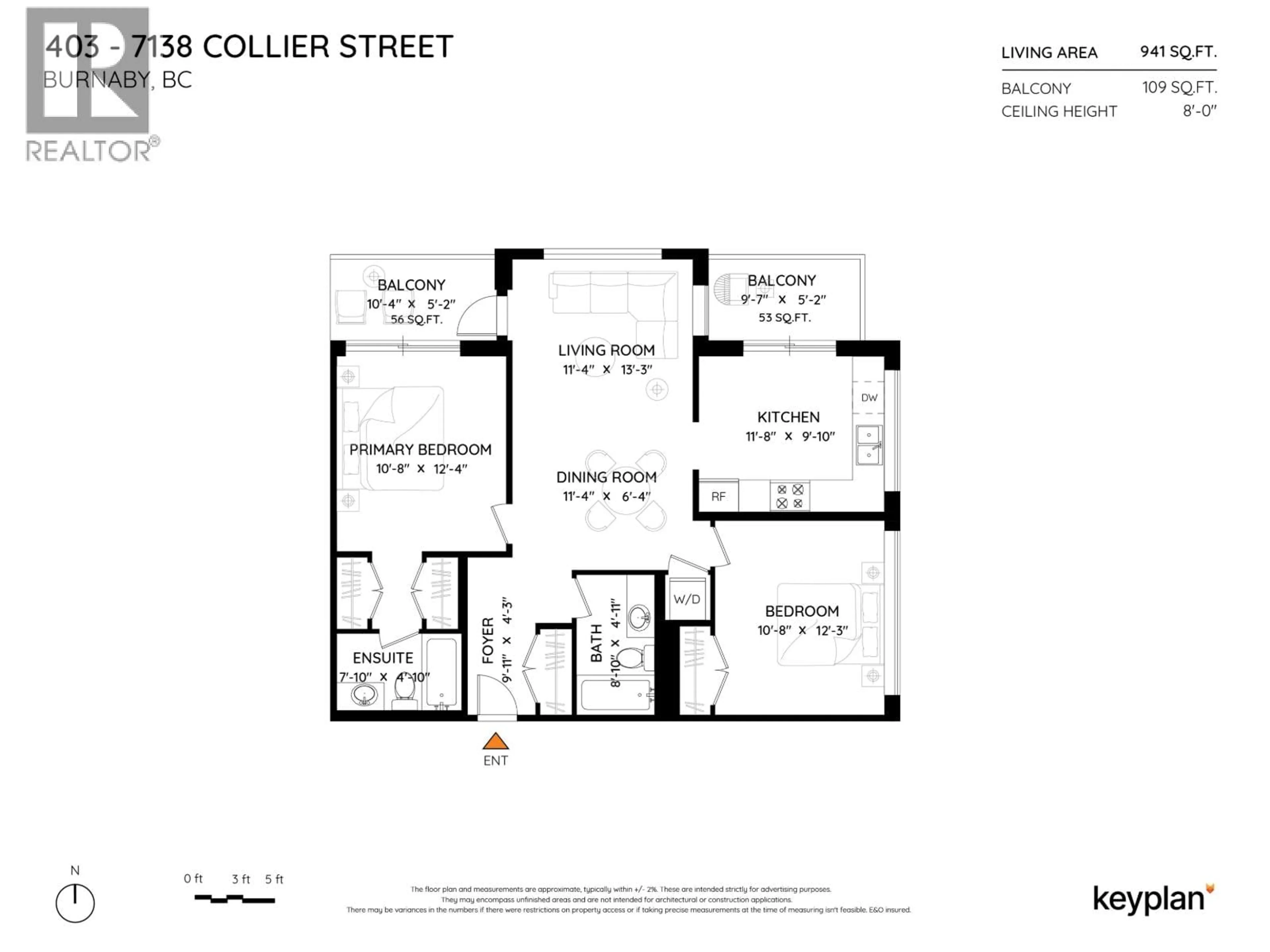 Floor plan for 403 - 7138 COLLIER STREET, Burnaby British Columbia V5E0A2