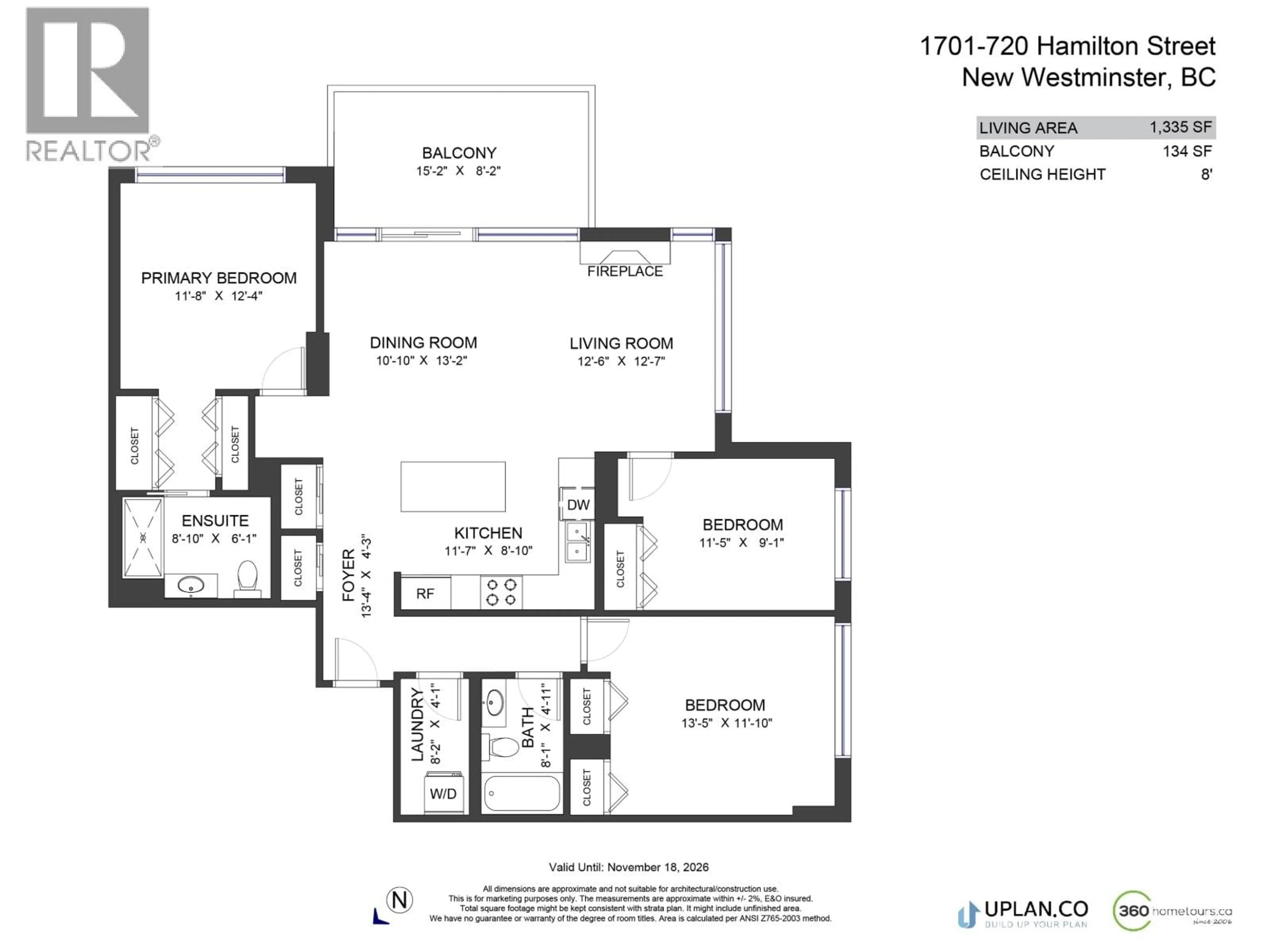 Floor plan for 1701 - 720 HAMILTON STREET, New Westminster British Columbia V3M7A6