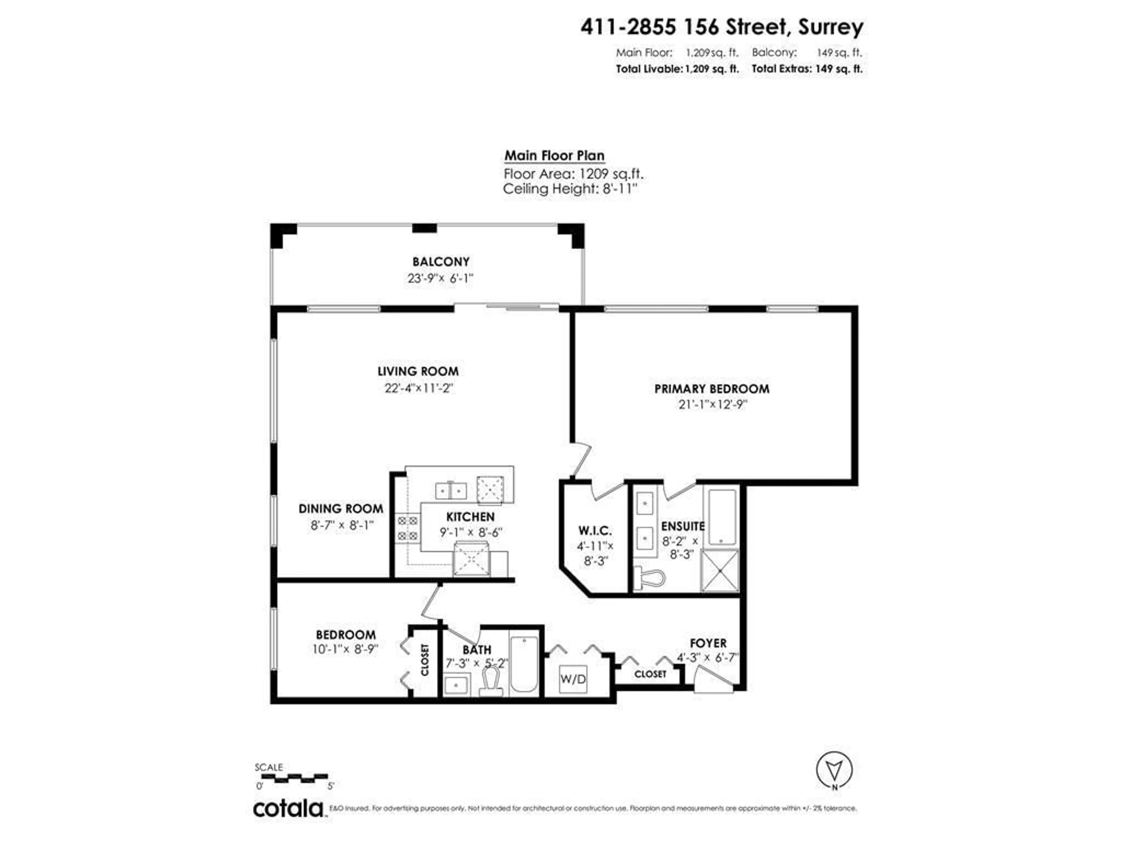Floor plan for 411 - 2855 156, Surrey British Columbia V3Z3Y3