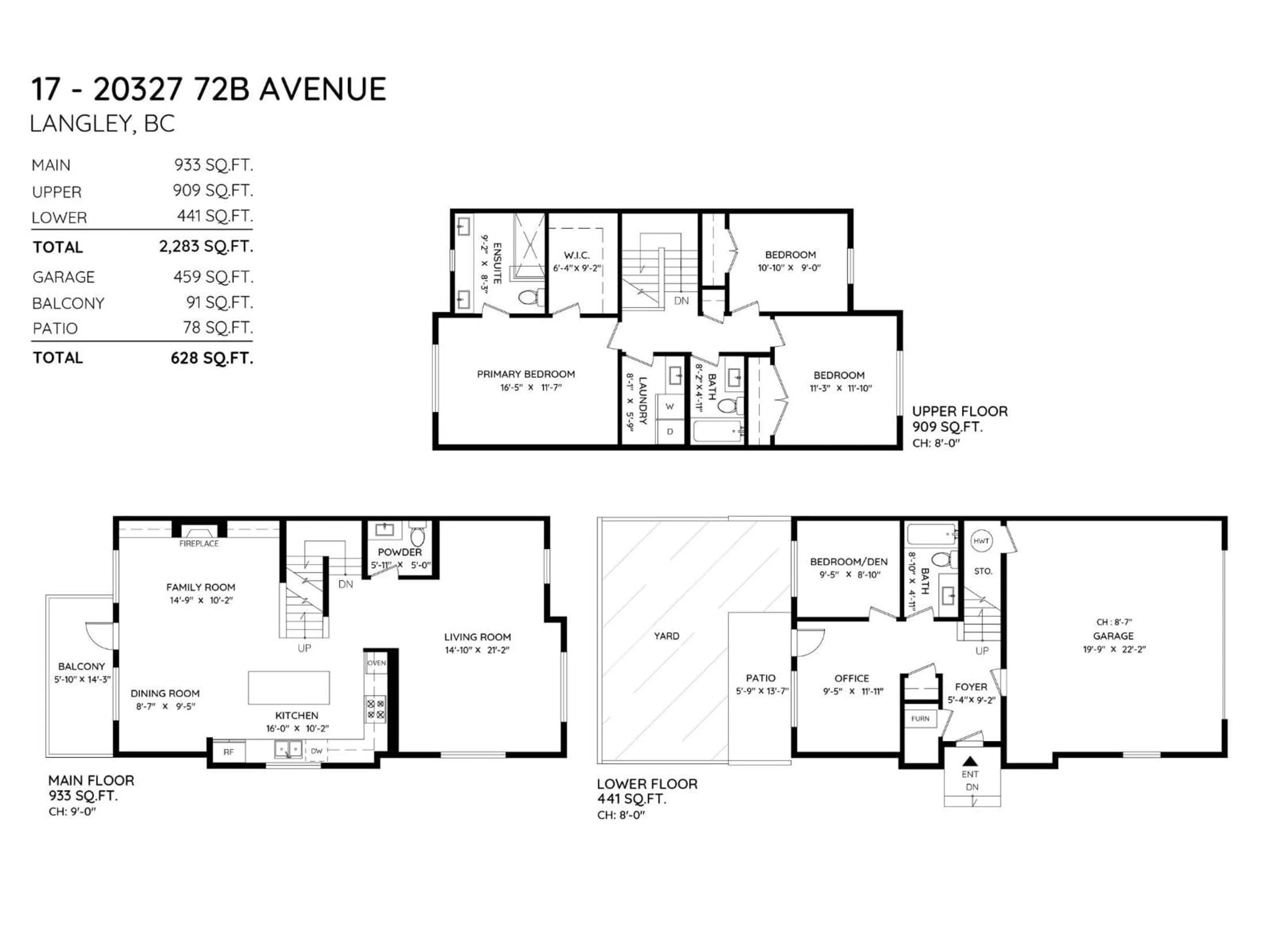 Floor plan for 17 - 20327 72B AVENUE, Langley British Columbia V2Y4J6