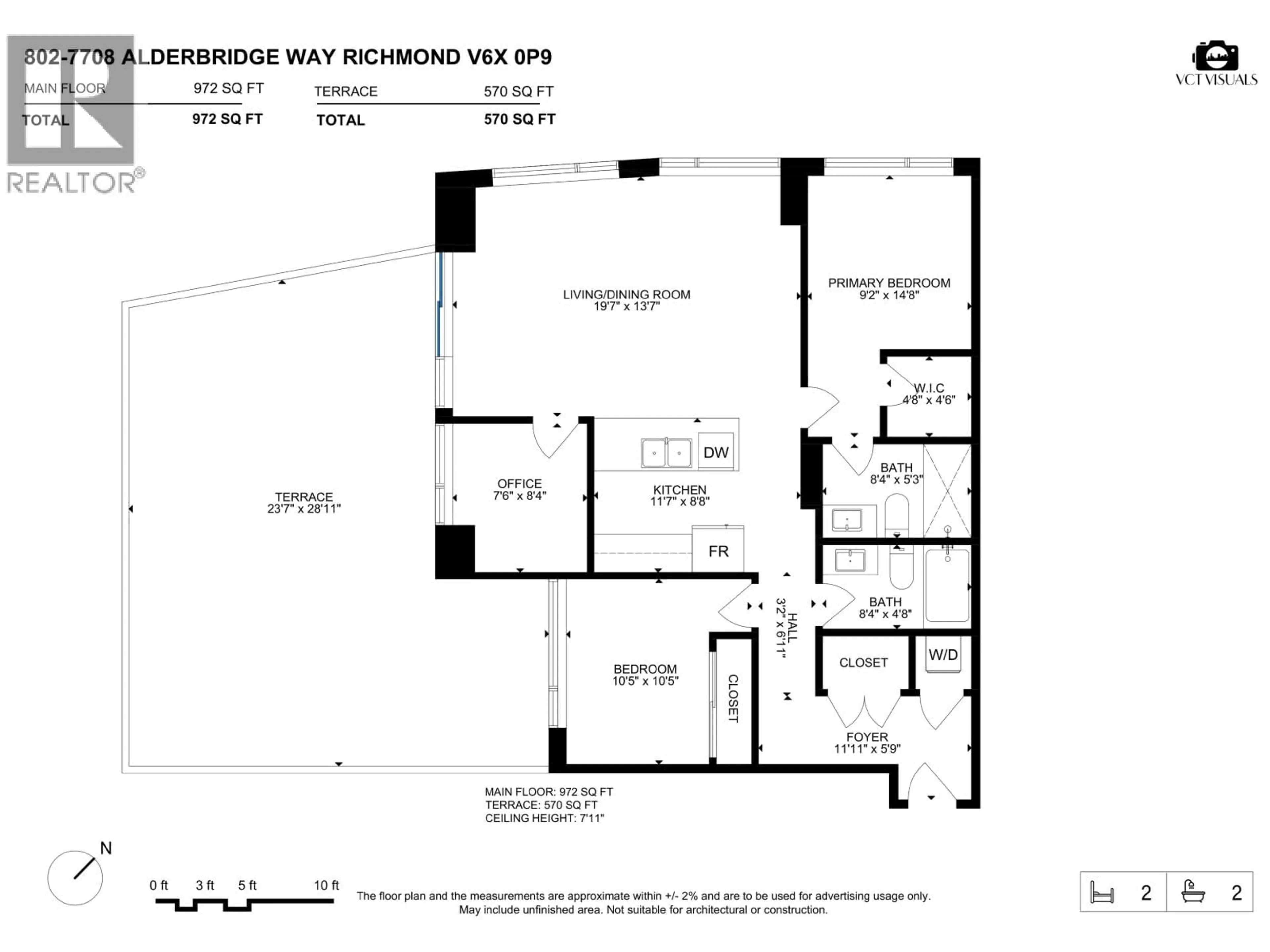 Floor plan for 802 - 7708 ALDERBRIDGE WAY, Richmond British Columbia V6X0P9