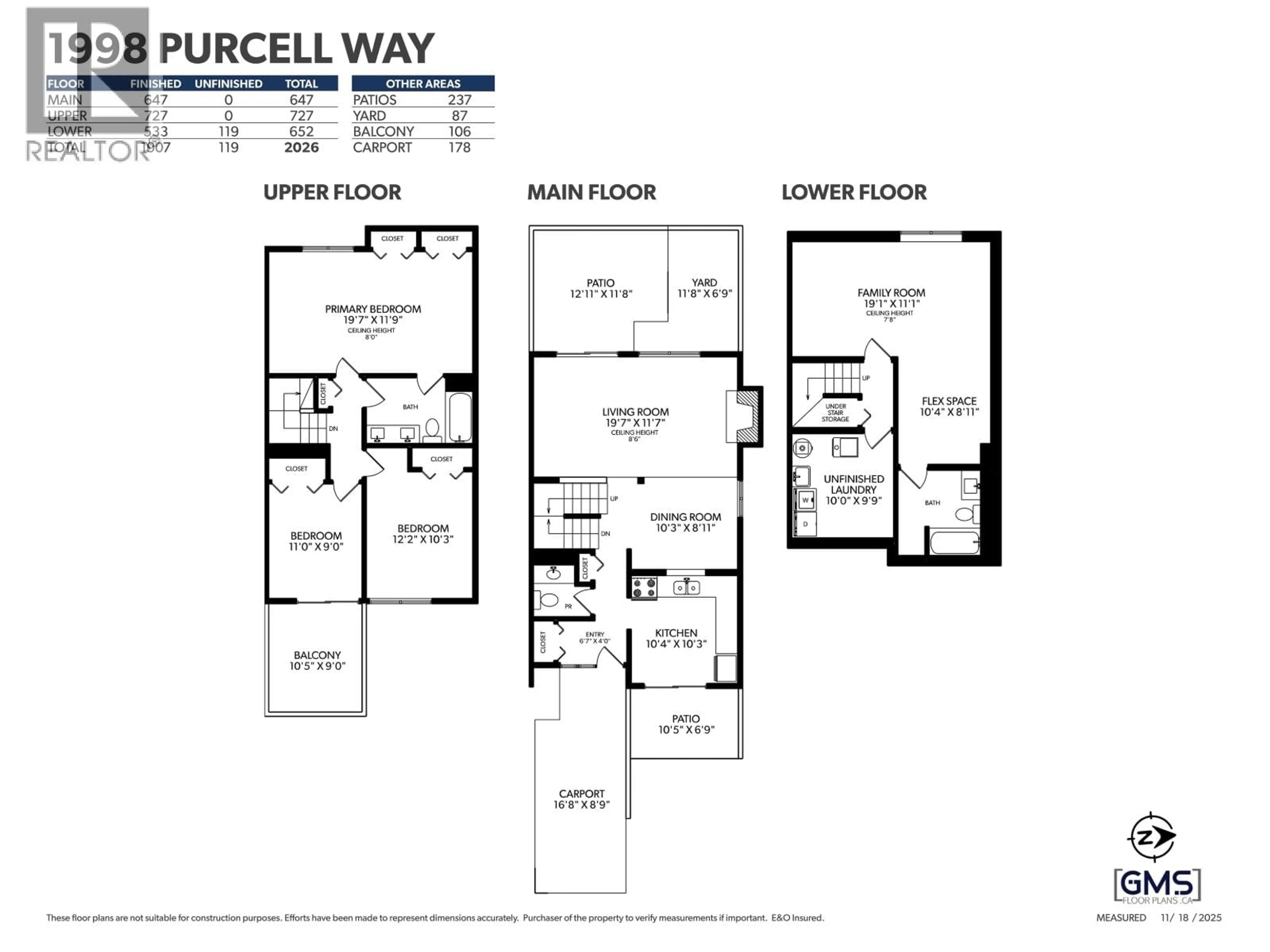 Floor plan for 1998 PURCELL WAY, North Vancouver British Columbia V7J3K3