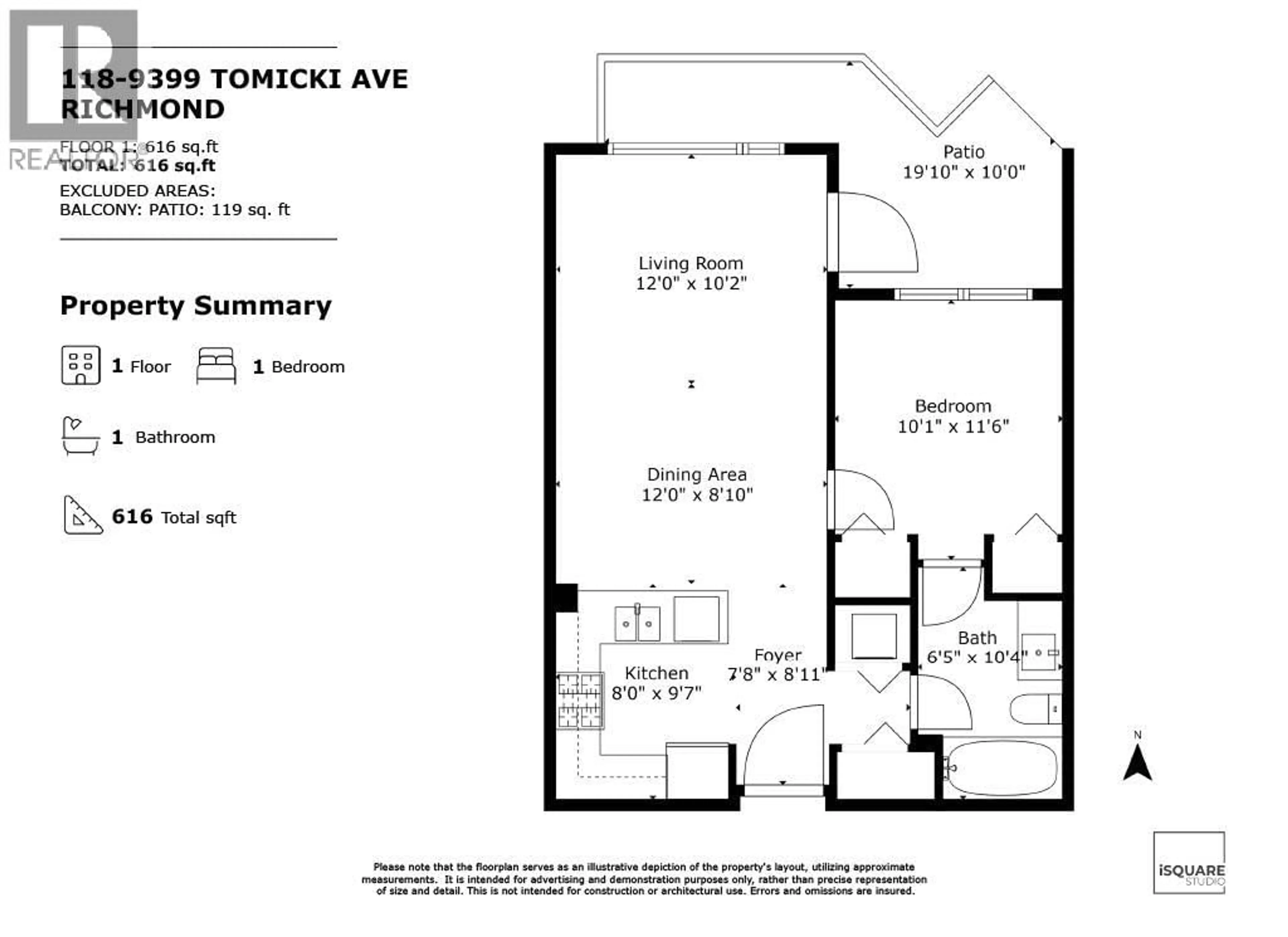 Floor plan for 118 - 9399 TOMICKI AVENUE, Richmond British Columbia V6X0H6